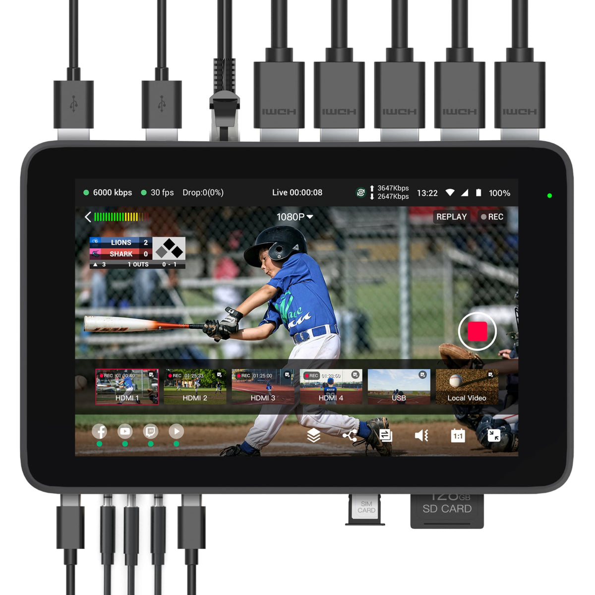 Yololiv Yolobox Ultra, The Ultimate Horizontal/Vertical Live Streaming Equipment Switcher Monitor Encoder Recorder, For Facebook