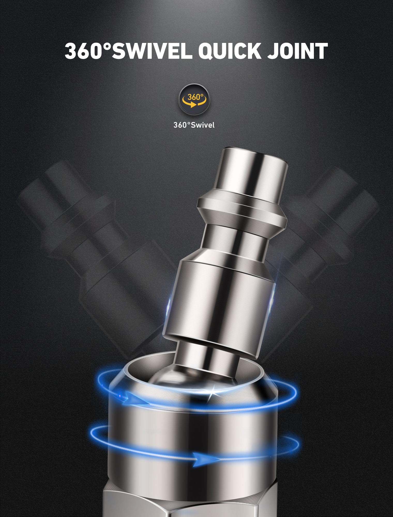 Sardvisa 2 Packs Closed Ball Air Chucks, Portable Tire Air Inflate Chuck With 360 Swivel & 1/4'' Npt Standard Quick Plug, Tire I