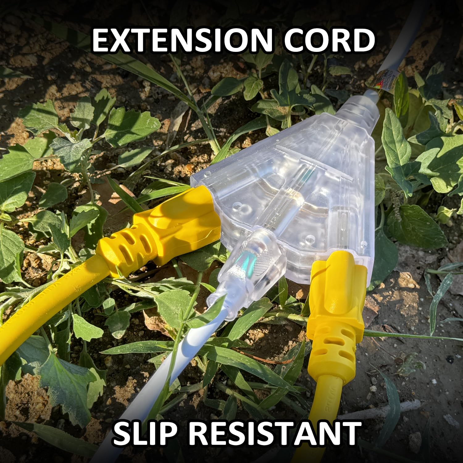 Yojoe 3 Outlets Indoor Outdoor Extension Cord With Lighted End, 3 Prong 15A Weatherproof Power Cord, 10 Gauge Heavy Duty 6 Ft Wh