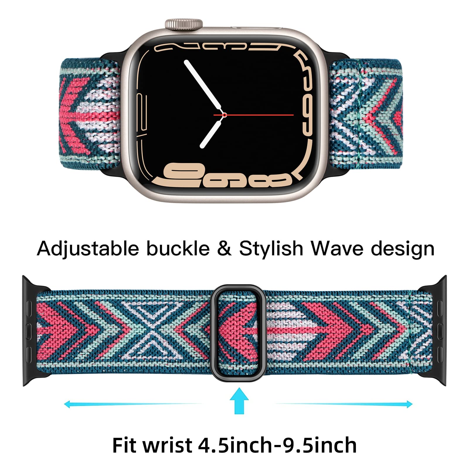 Lerobo Stretchy Band Compatible With Apple Watch 40Mm 38Mm 41Mm 46Mm For Women Men Soft Solo Loop Adjustable Braided Elastic Ban