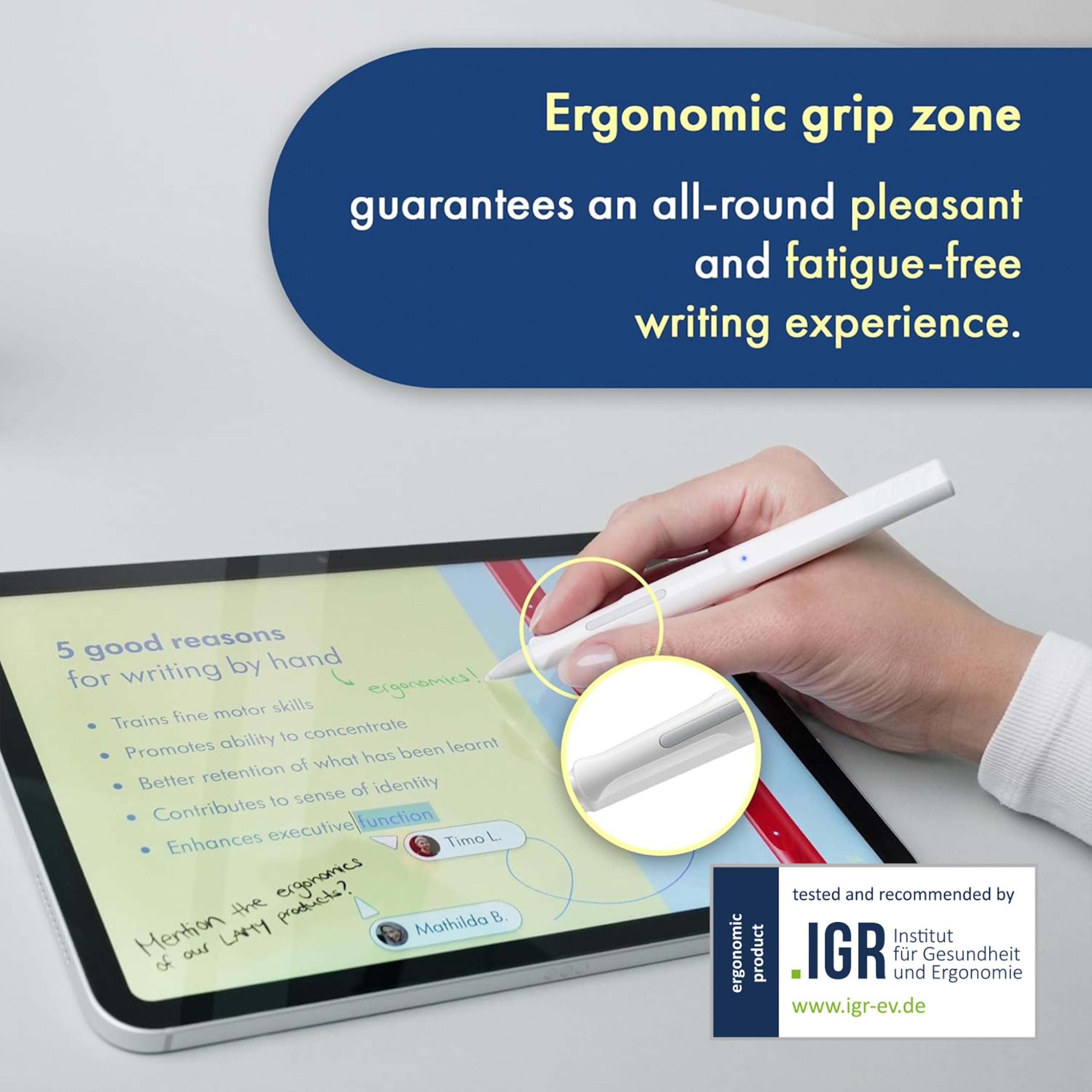 Lamy Safari Note+ White Ipad Pen   Stylus Pen With Palm Rejection, Tilt Sensitivity & Ergonomic Grip   Compatible With Various I