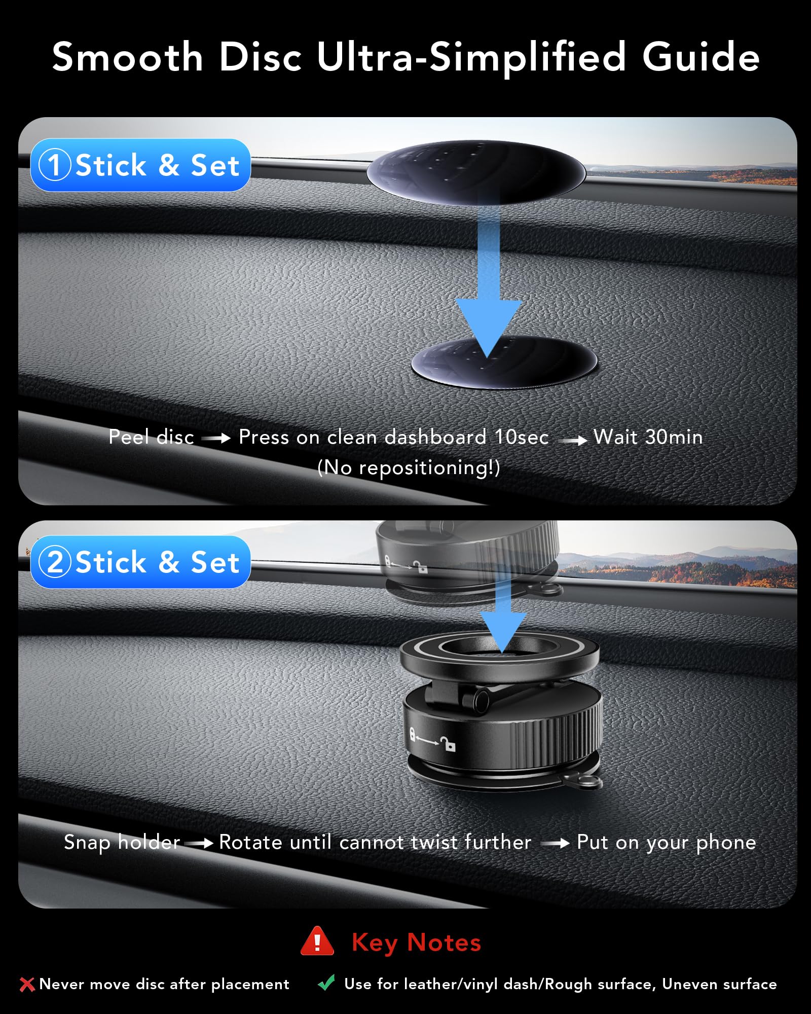 Uoboder 360 Foldable Vacuum Magnetic Phone Holder, Magnetic Car Phone Mount, Hands-Free Suction Cup Phone Holder For Smooth Surf