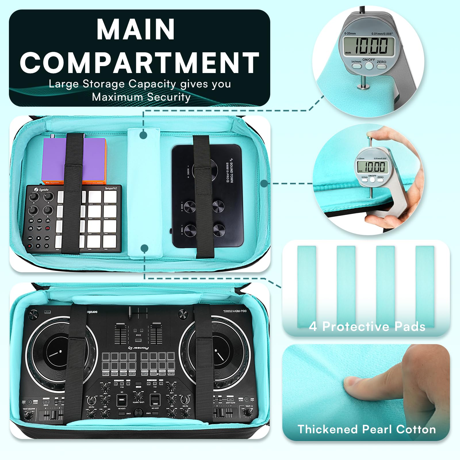 Aurotier Dj Bag For Ddj-Flx4/Ddj 200/Ddj 400/Ddj Rev1, Padded Dj Controller Crossbody Bag With 4 Pockets For 17.3 Inch Laptop, C