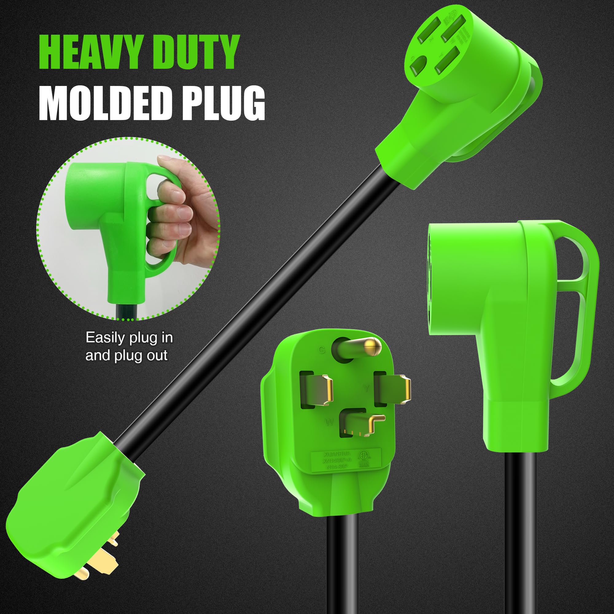 Evmaster Nema 14 30P To 14 50R Ev Charger Adapter Cord,4 Prong Outlets With Grip Handle,Compatible With Ev And Dryer Use, 250 Vo