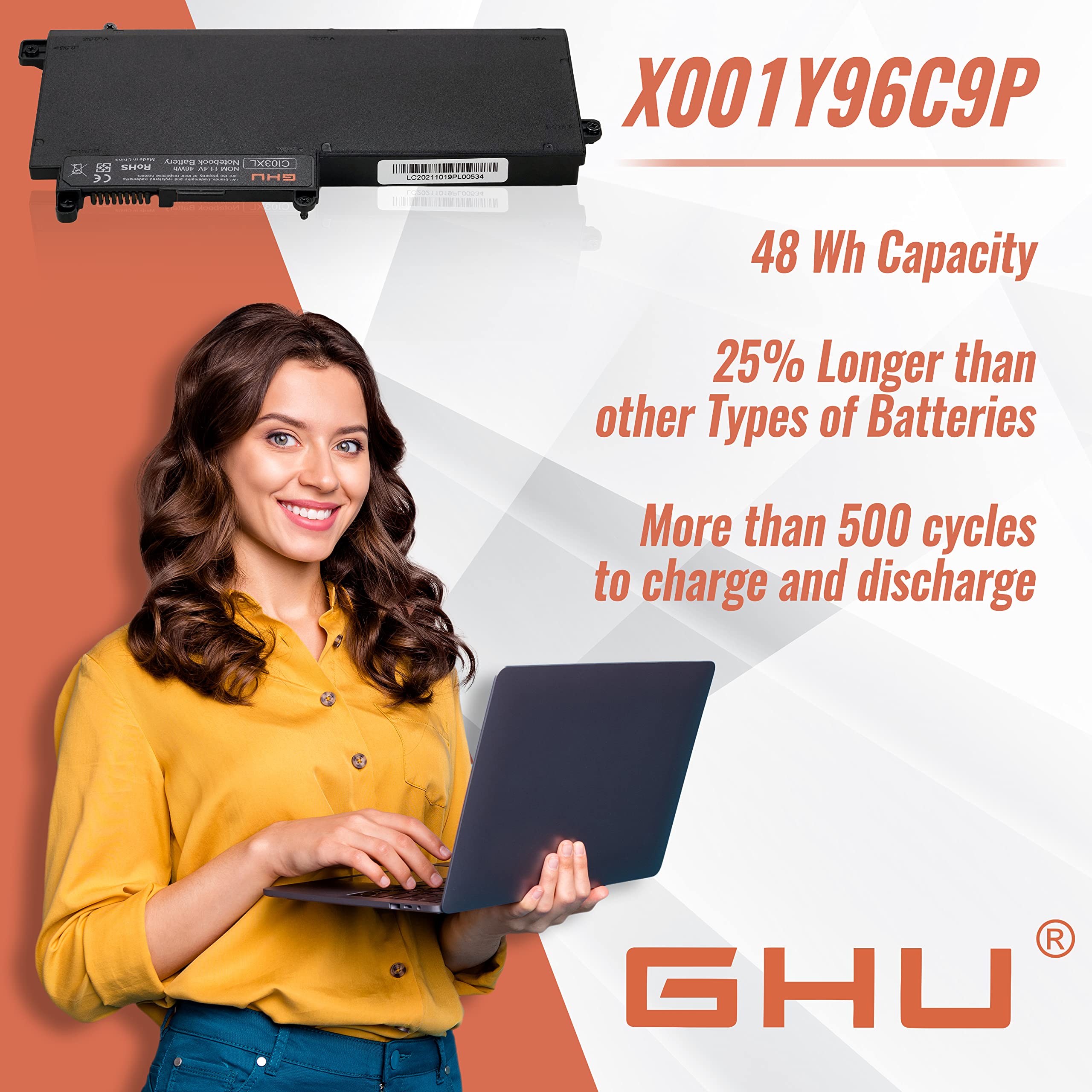 Ghu New 11.4V 48Wh Replacement Battery Ci03 Ci03Xl Hstnn Ub6Q 801554 001 Compatible With Hp Probook 640 G2 645 G2 650 G2 655 G2