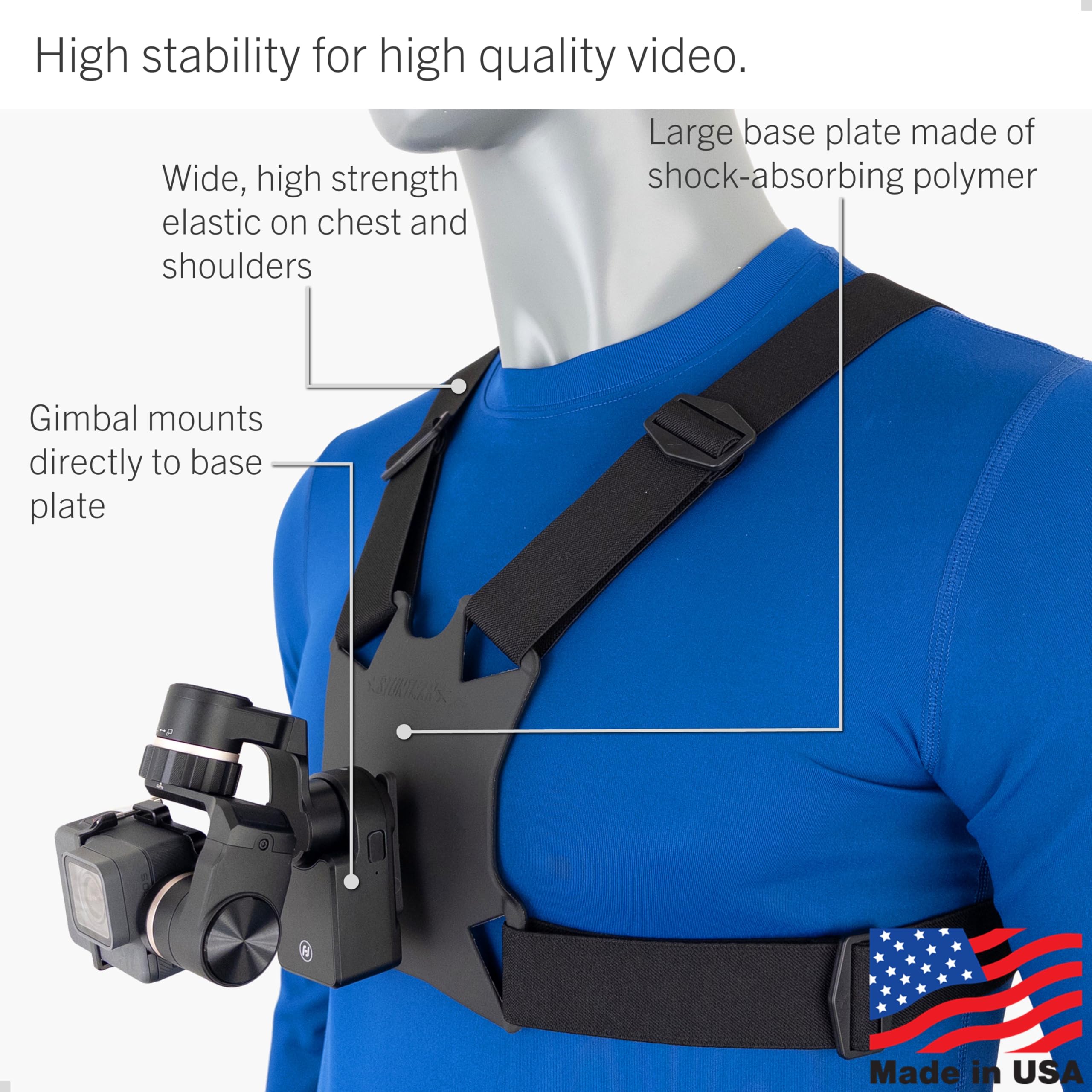 Stuntman High Stability Chest Mount For Wearable Gimbals   Compatible With Evo Ss, Hohem Xg 1, Feiyu Wg2X, Wg2, Wg, Yi Wearable