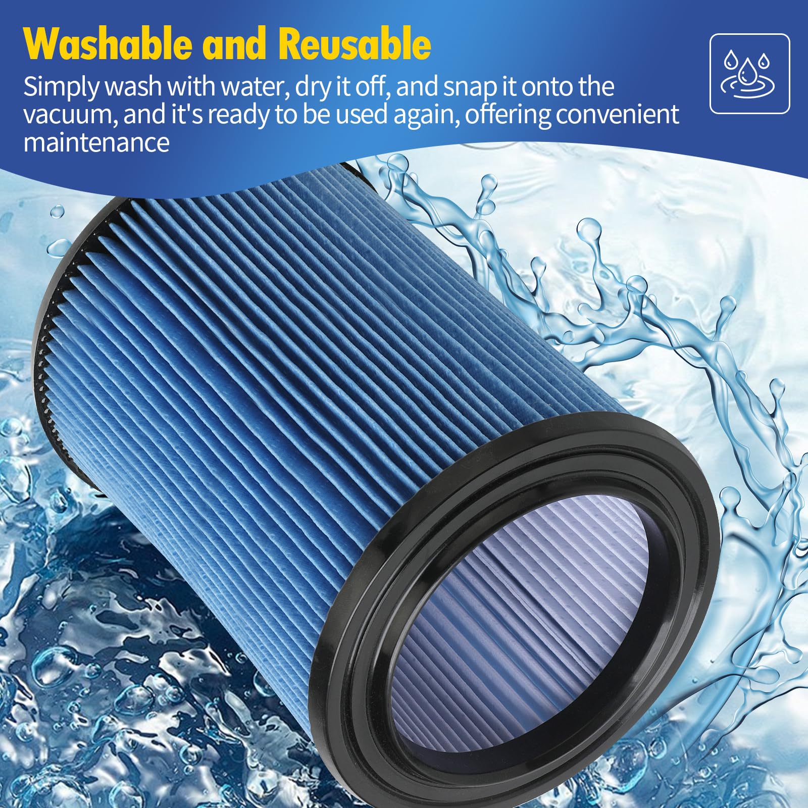 Gazeer 2 Pack Vf5000 Replacement Filter Compatible With Ridgid 5 20 Gallon Wet/Dry Vacuums,3 Layer Pleated Vacuum Filter Compati