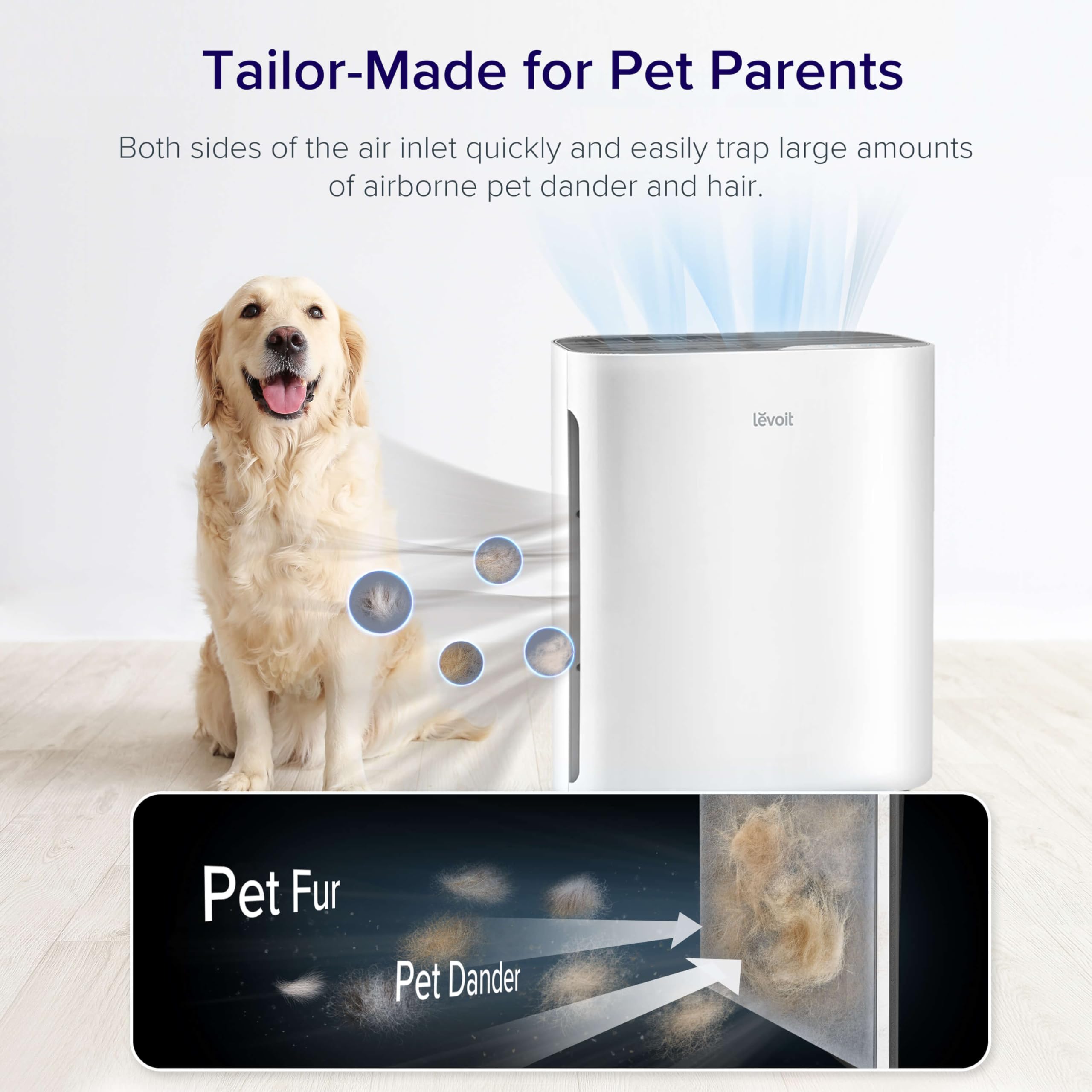 LEVOIT Vital 100 Air Purifier for Home, Quiet with Washable Pre-Filter, Removes Allergies, Smoke, Dust, Cream White, 1 Pack