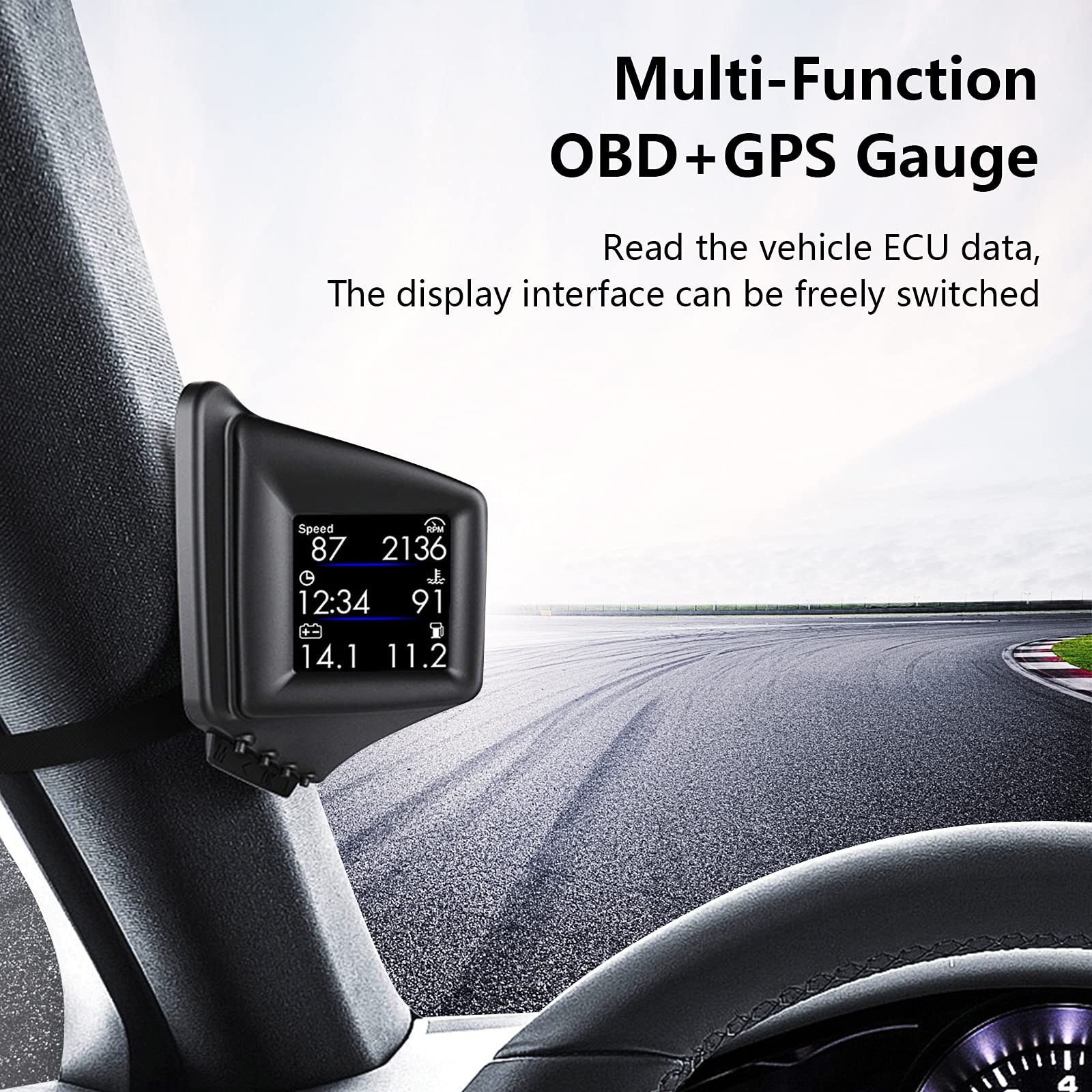 Head Up Display, Car Hud P8, Obdii & Gps Dual System, The 1St Model In The Market Can Be Installed On A Pillar Trim (1)
