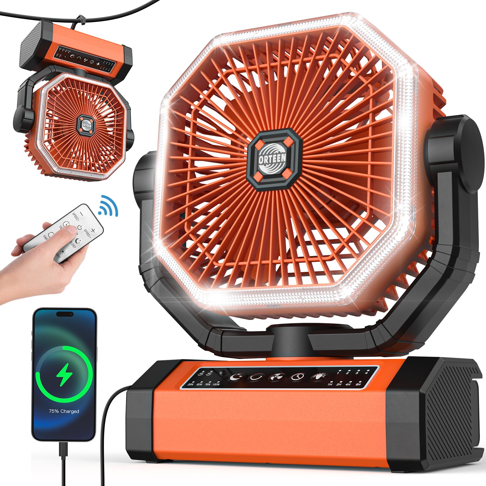 Battery Powered Fan   9 Inch Rechargeable Fan Portable, 10000Mah(30Hrs) Camping Fan For Tent, Auto Oscillation Cordless Fan, Ten