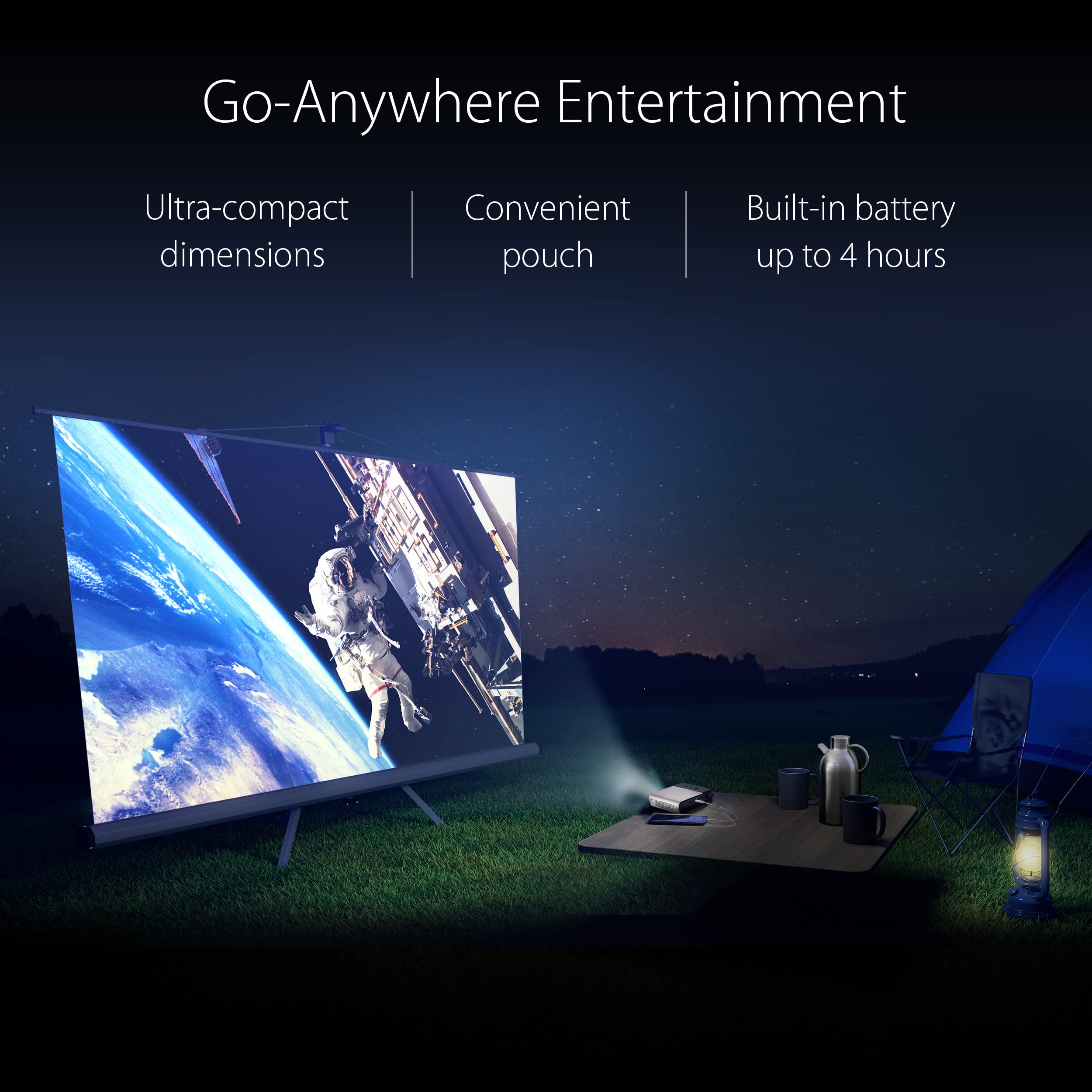 Asus Zenbeam E2 Mini Led Wireless Portable Projector - Mini Projector For Smartphone Mirroring, Built-In Battery & Speakers For