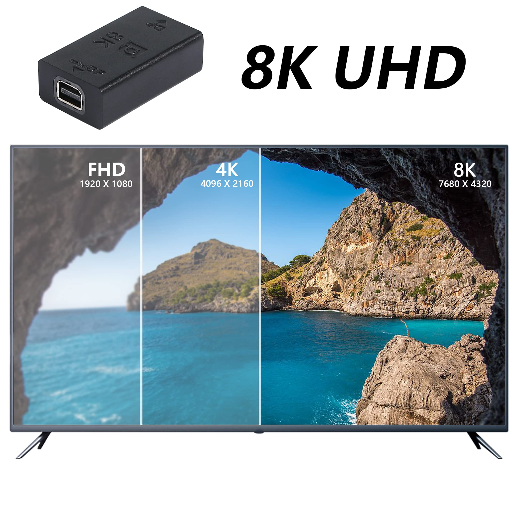 Cerrxian 8K Mini Displayport To Displayport Converter Adapter,Mini Dp Female To Dp Female 1.4 Video Extension Converter Support