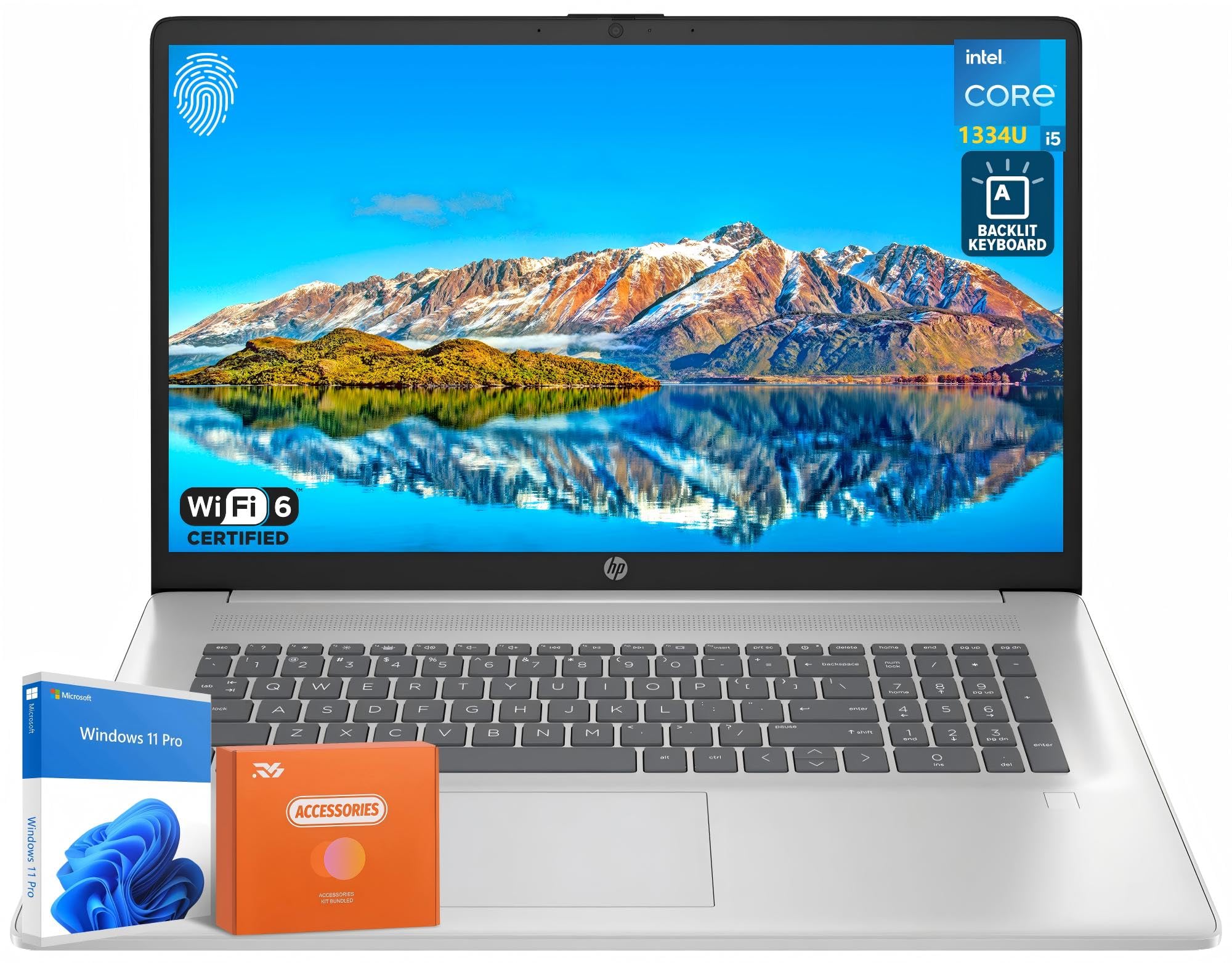 HP 17 Laptop, 17.3 HD+ Display, Intel i5-1334U (10-Core, Up to 4.6GHz), 64 GB RAM, 2 TB SSD, Backlit KB, Fingerprint, Wi-Fi 6, B