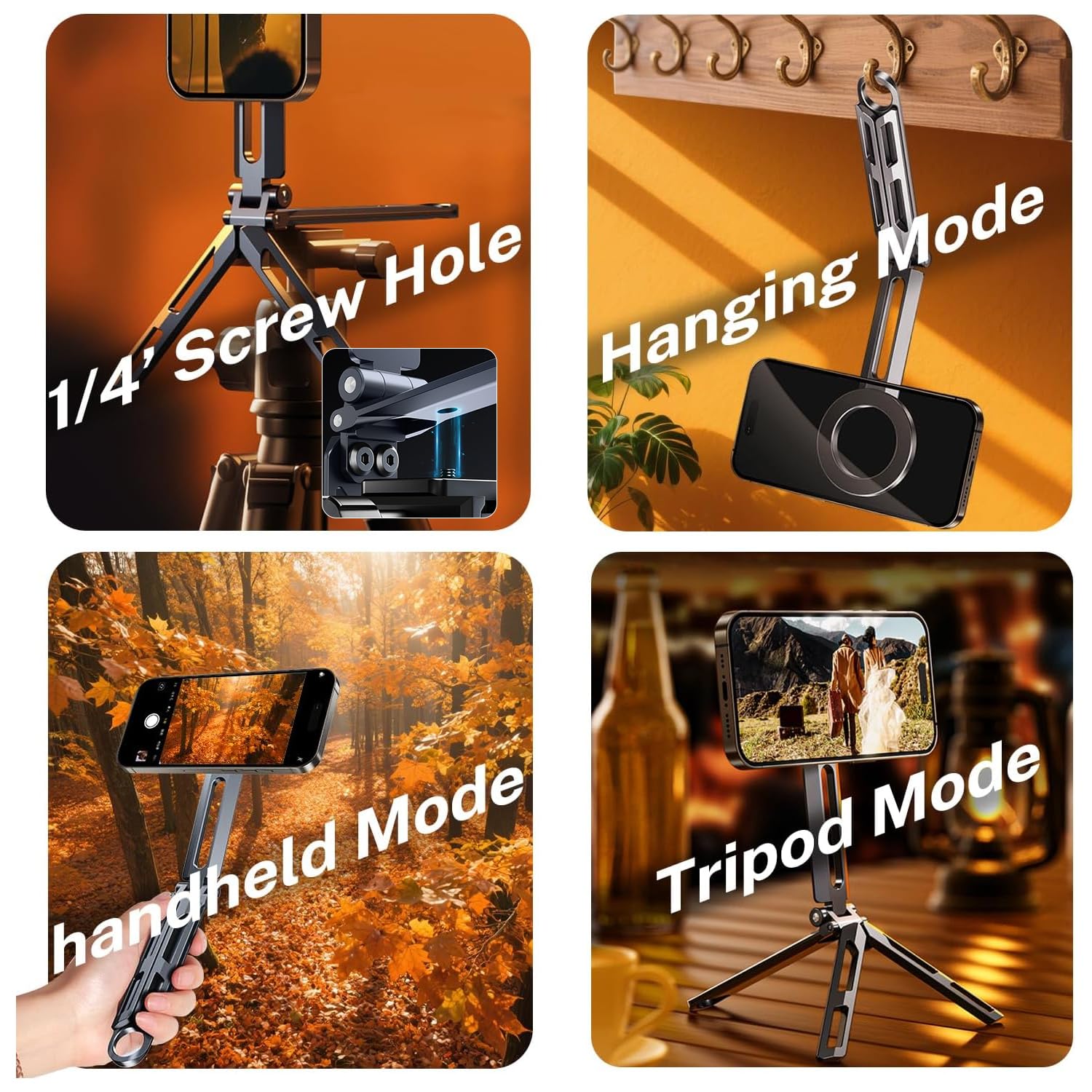 Repmidfer Ultra Light Aluminium Magnetic Phone Tripod Stand For Iphone 17 Air 16 Pro Max, Foldable Magnetic Phone Holder, Pocket