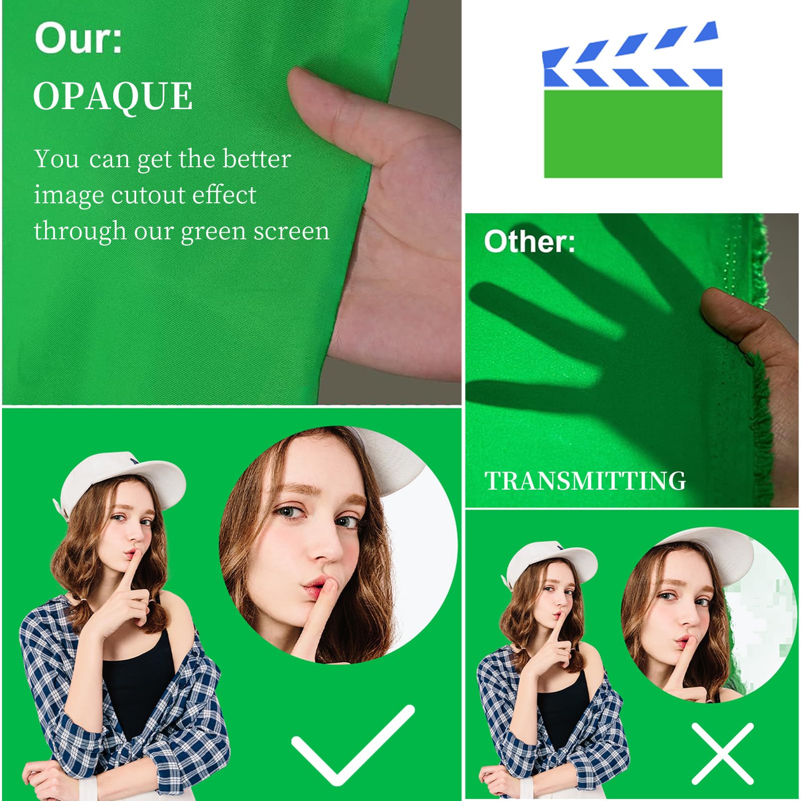 Beiyang 10 Ft X 20 Ft Photography Backdrop Green Screen, Green Background Non Reflective Fabric Wrinkle Resistance Photo Backgro