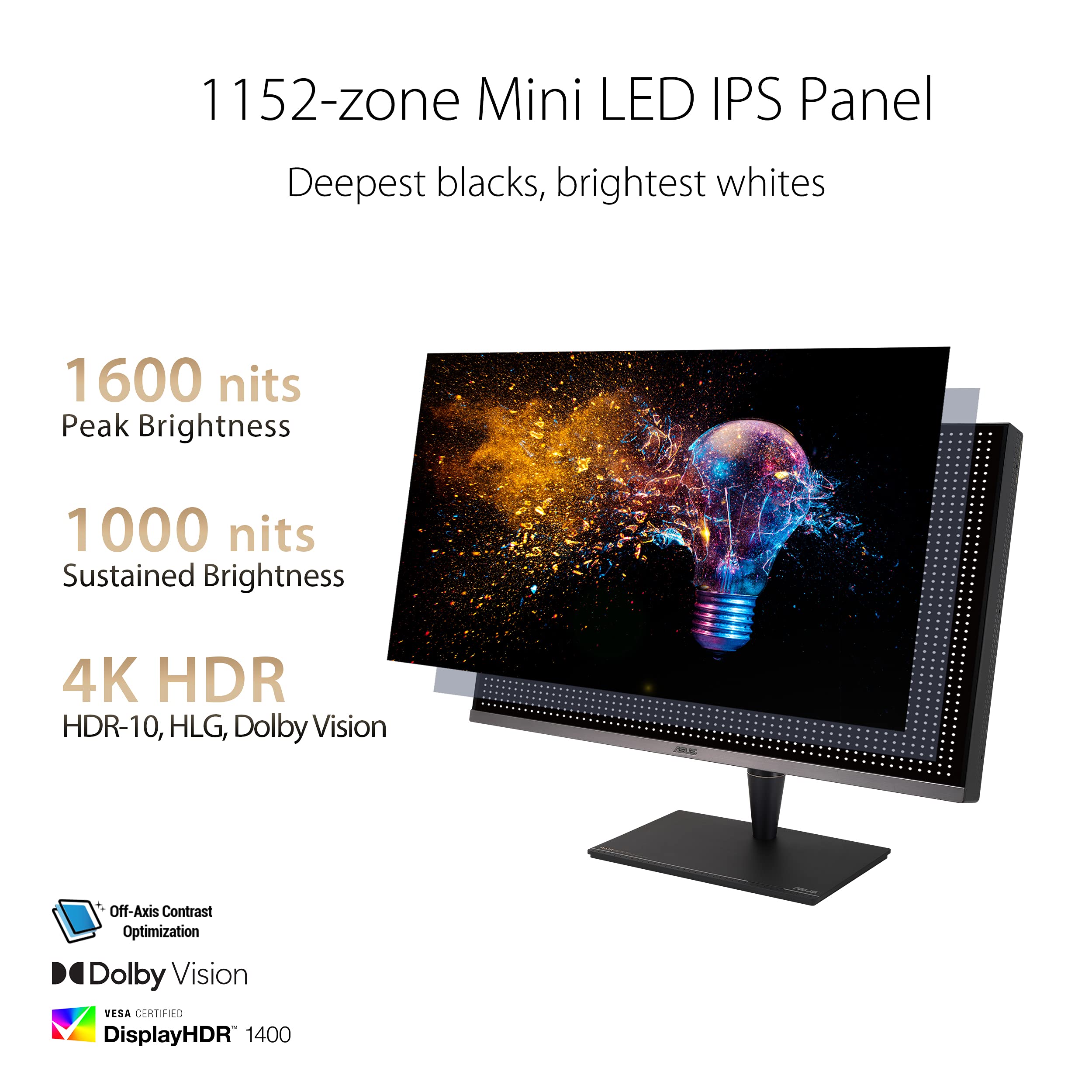 Asus Proart Display 32    4K Hdr Computer Monitor (Pa32Ucg-K) - Uhd (3840 X 2160), Mini-Led Ips, 1600Nits, 120Hz, 10-Bit, Thunde