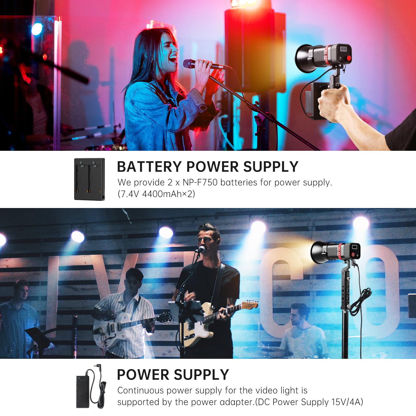 Gvm Pl60B 60W Video Light For Cob Studio Lights, Portable Photography Lighting For Recording, Handheld Led Video Lighting, 2* Ba