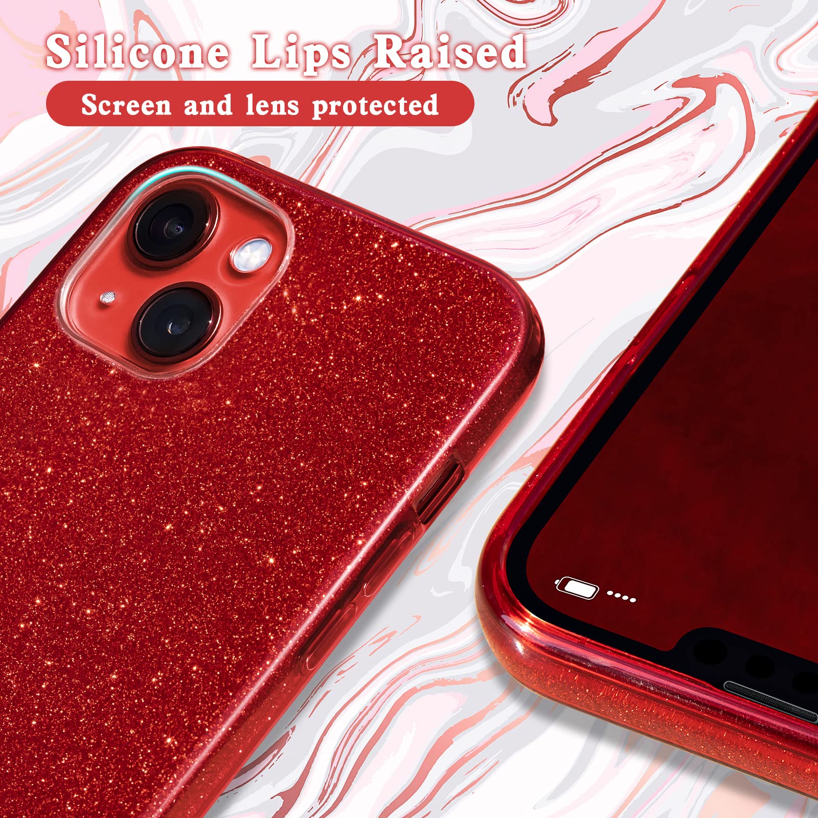 MATEPROX Bling Sparkle Protective Case for iPhone 13 Mini / 12 Mini Red
