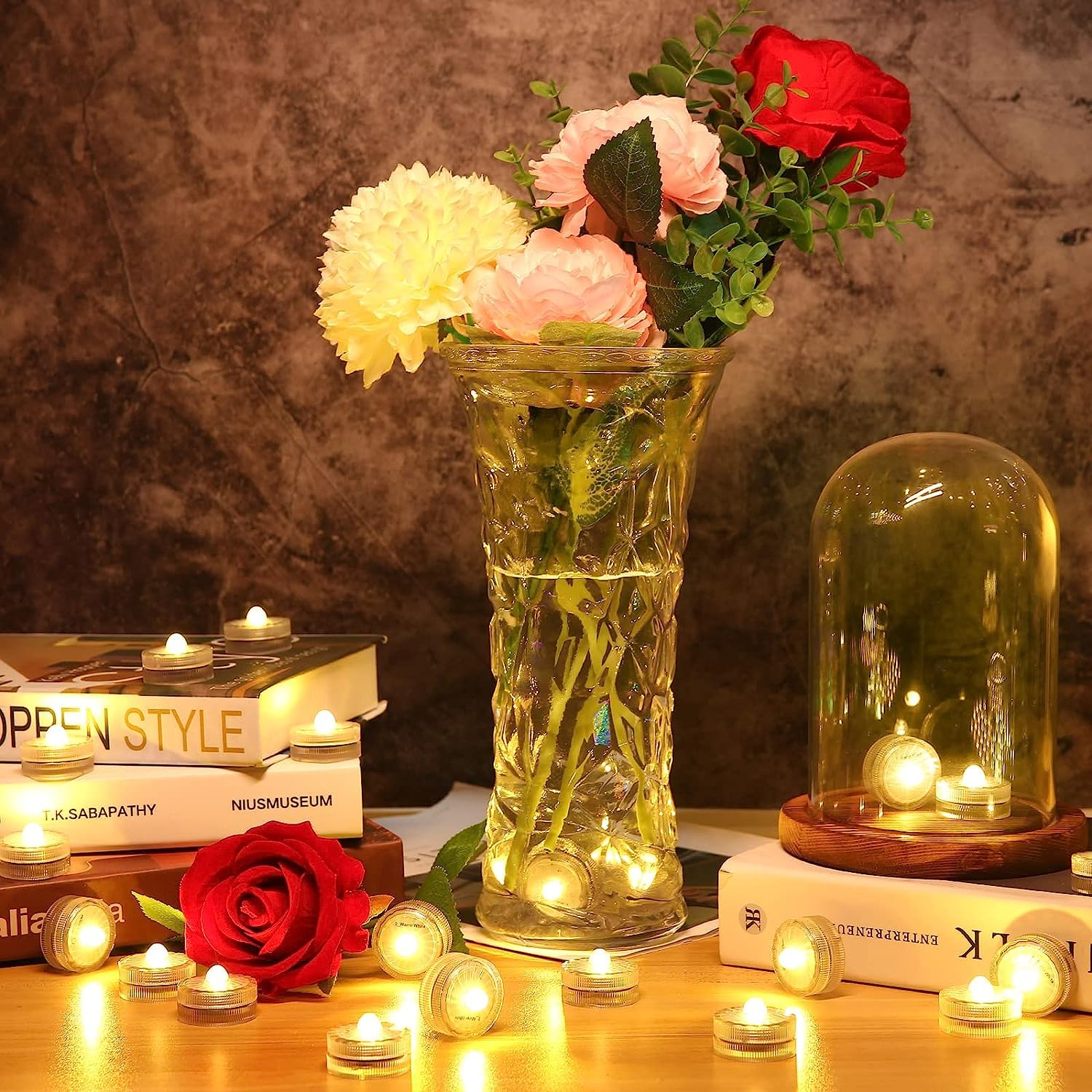 Hl Submersible Led Light,Warm White Small Led Light,100 Hours Waterproof Flameless Led Lights Battery Powered For Wedding Home V