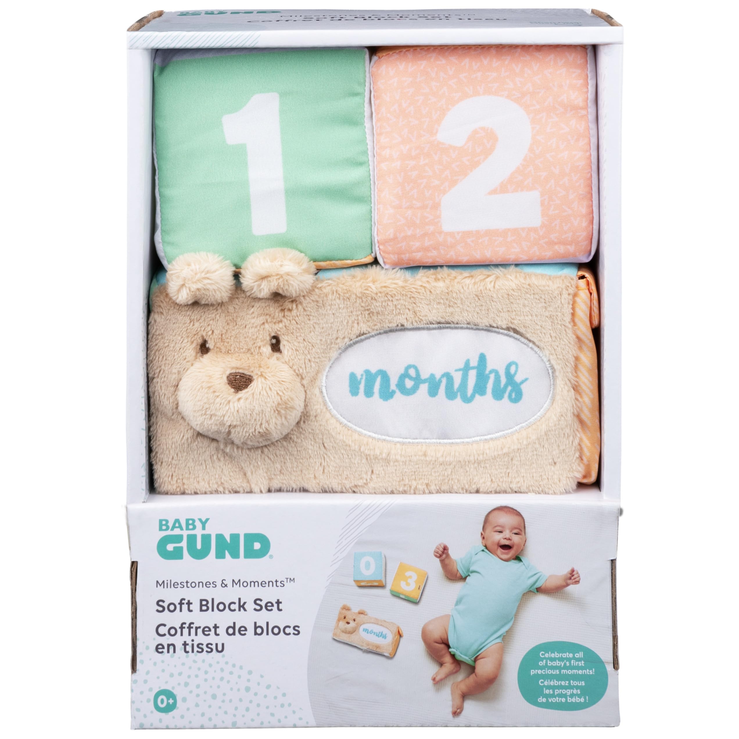Baby GUND Milestones and Moments Soft Blocks, Plush Photo Prop Sensory Toy Blocks for Babies and Newborns, Multicolor