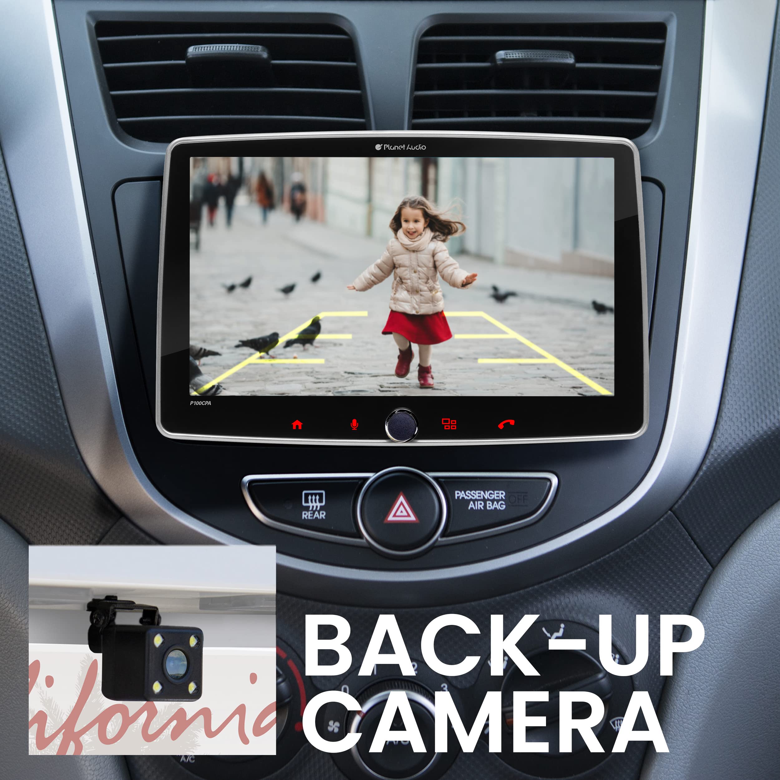 Planet Audio Single Din 10.1'' Apple Car Play Android Auto Bluetooth Back Up Camera