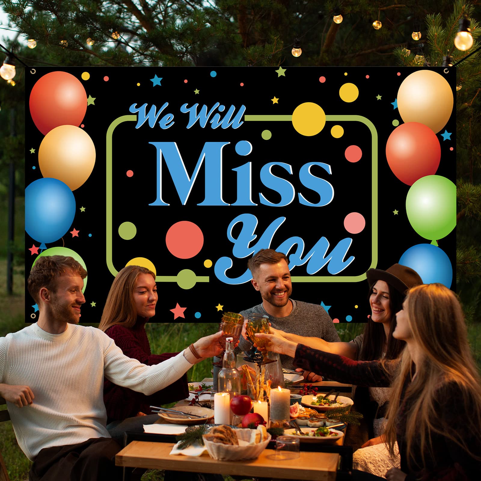 Htdzzi We Will Miss You Party Decorations, Going Away Party Backdrop Banner Background Photo Booth Props For Farewell Graduation