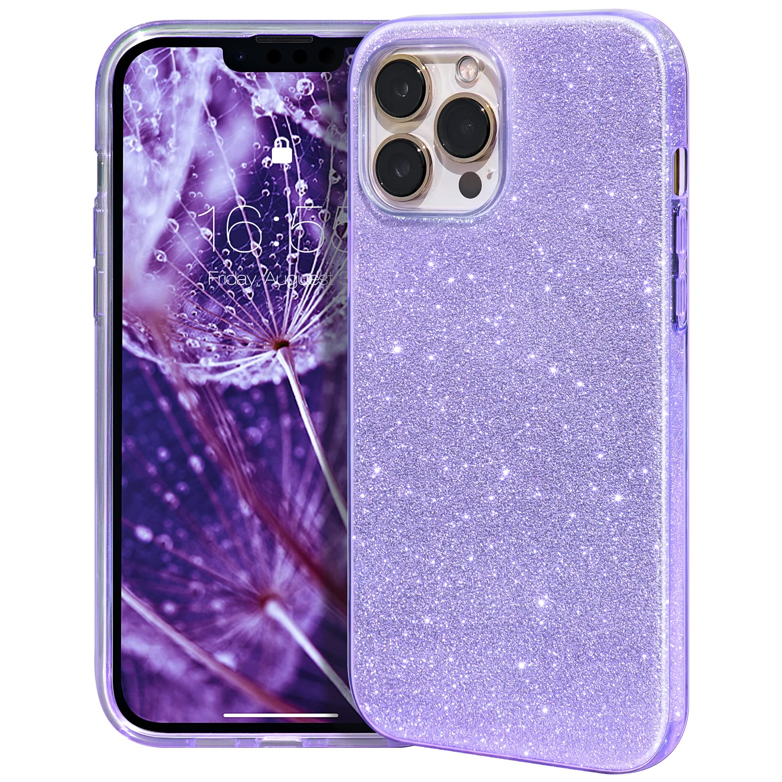 Mateprox Compatible With Iphone 13 Pro Case Bling Sparkle Cute Girls Women Protective Cover For Iphone 13 Pro 6.1'' 2021(Purple)