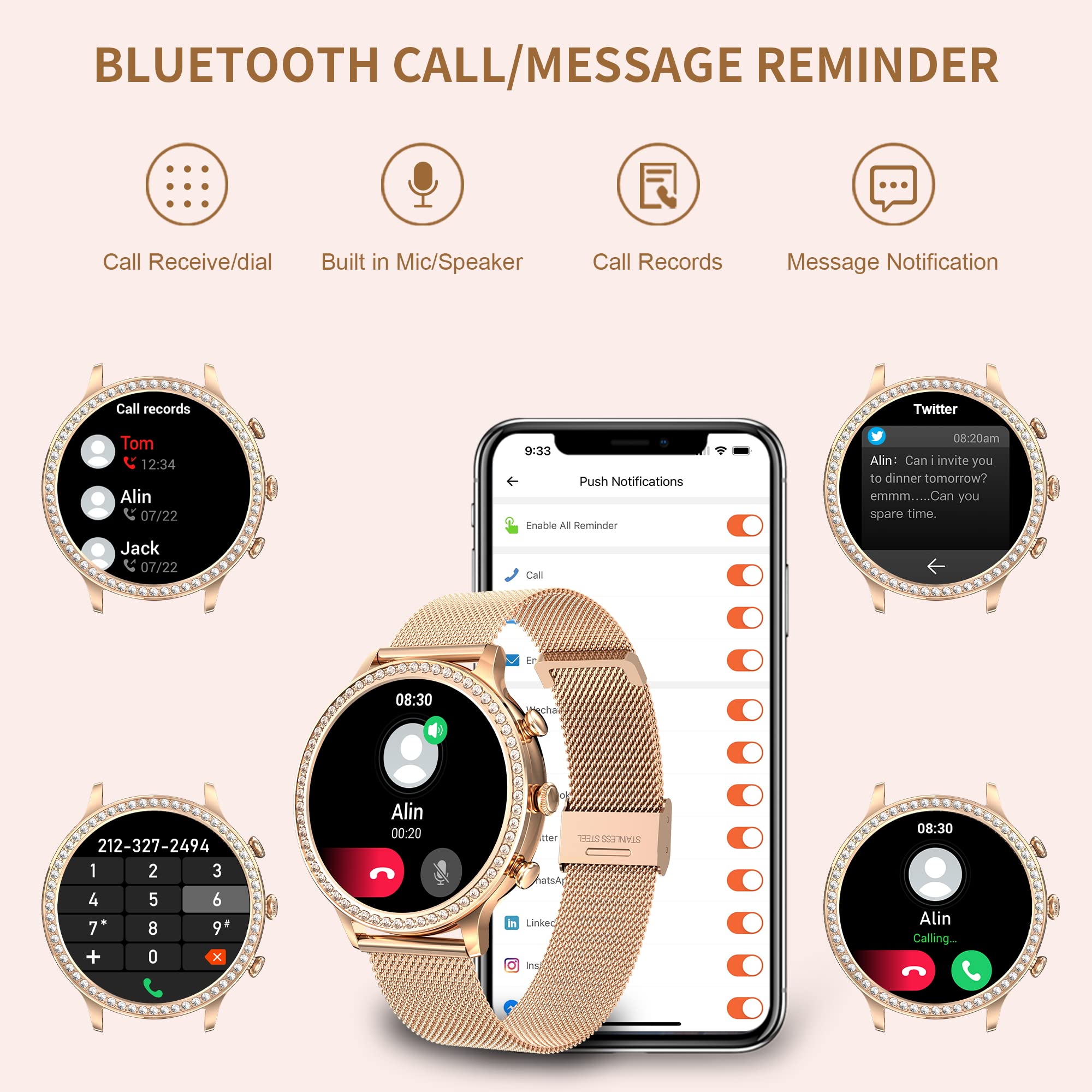 Colesma Smart Watch For Women(Answer/Make Call) Smart Watch For Android Phones And Ios 1.32'' Hd Full Touch Screen Fitness Track