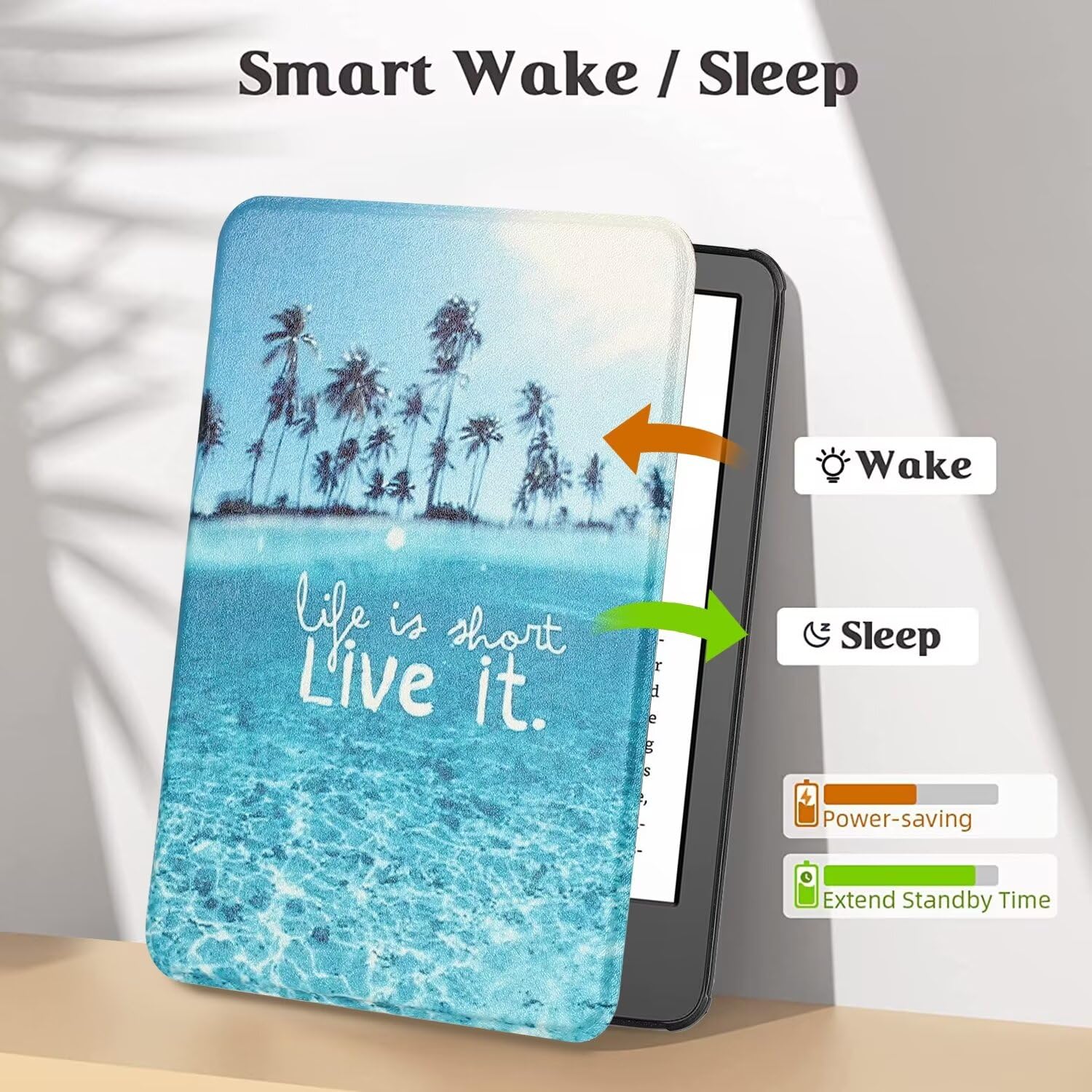 Monsdirect Compatible With All New 6'' Kindle 11Th Generation Case 2022 (Model: C2V2L3), Hand Strap Smart Auto Wake/Sleep Pu Lea