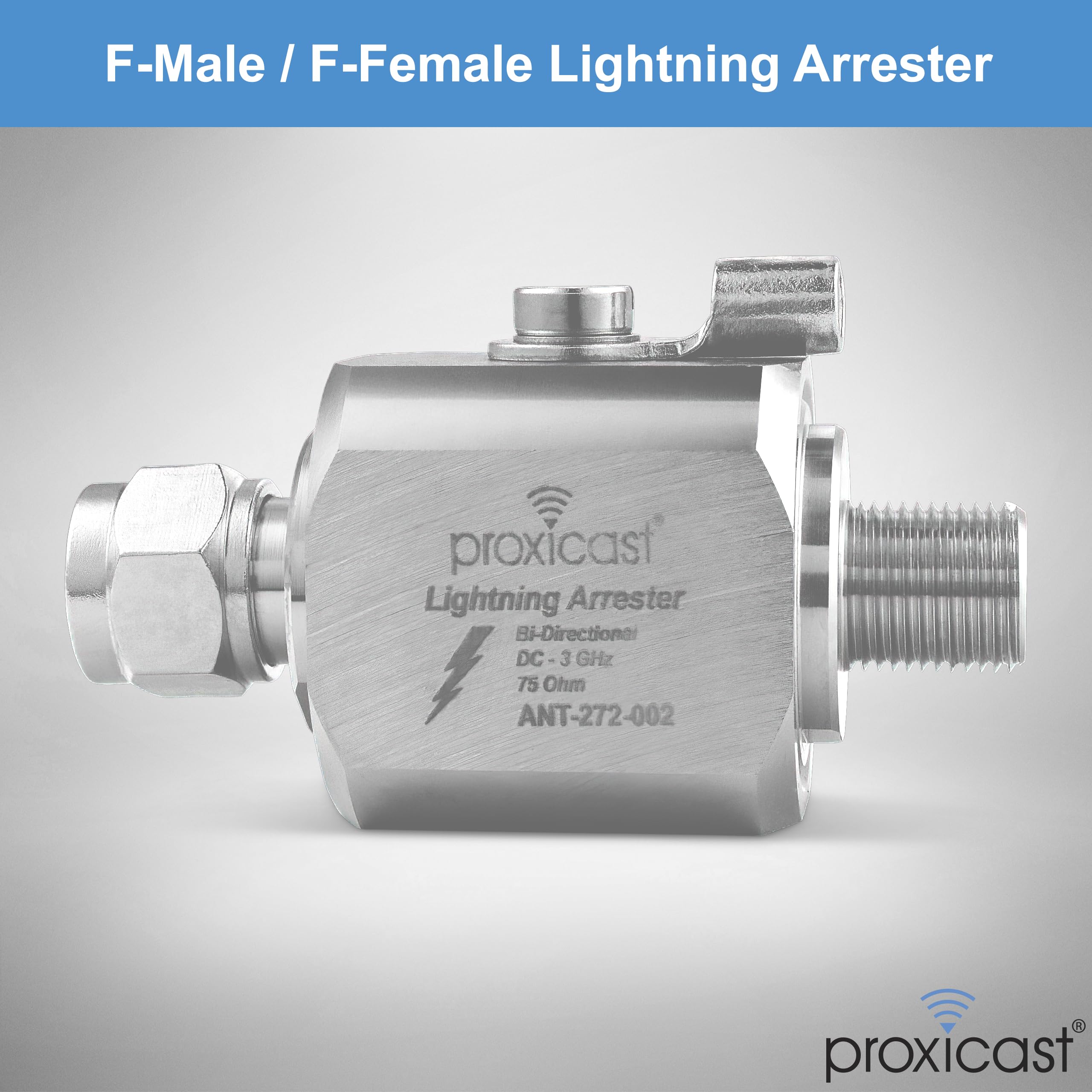 Proxicast Coaxial Lightning Arrester/Suppressor With Male/Female 75 Ohm F Connectors   Pro Grade Coax Cable Surge Protector For Television (Tv) / Satellite Dish Antennas & Cable Internet (Ant 272 002)