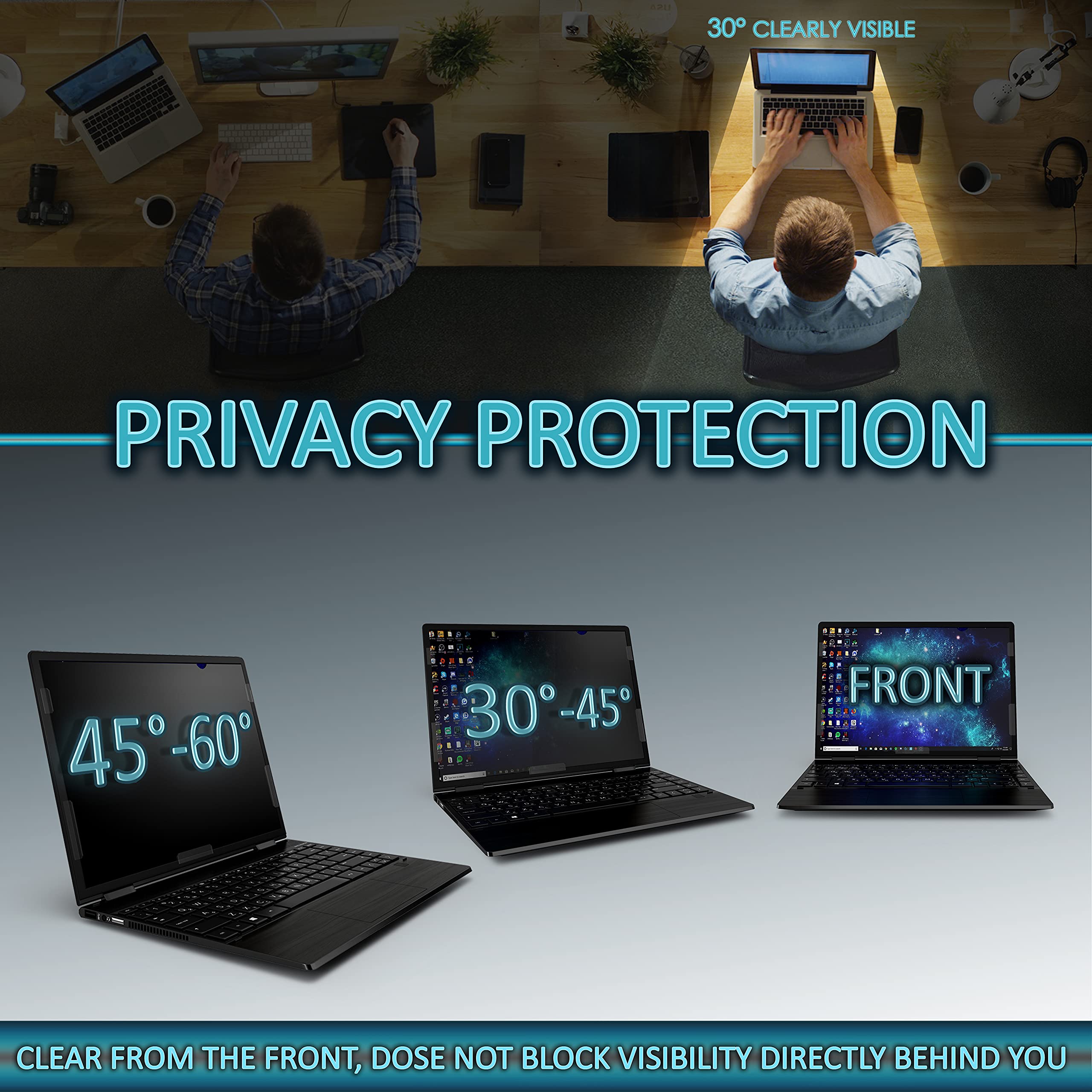Privacy Screen Filter For 13.3 Inches Laptop, Anti-Glare And Anti Blue Light Screen Protector