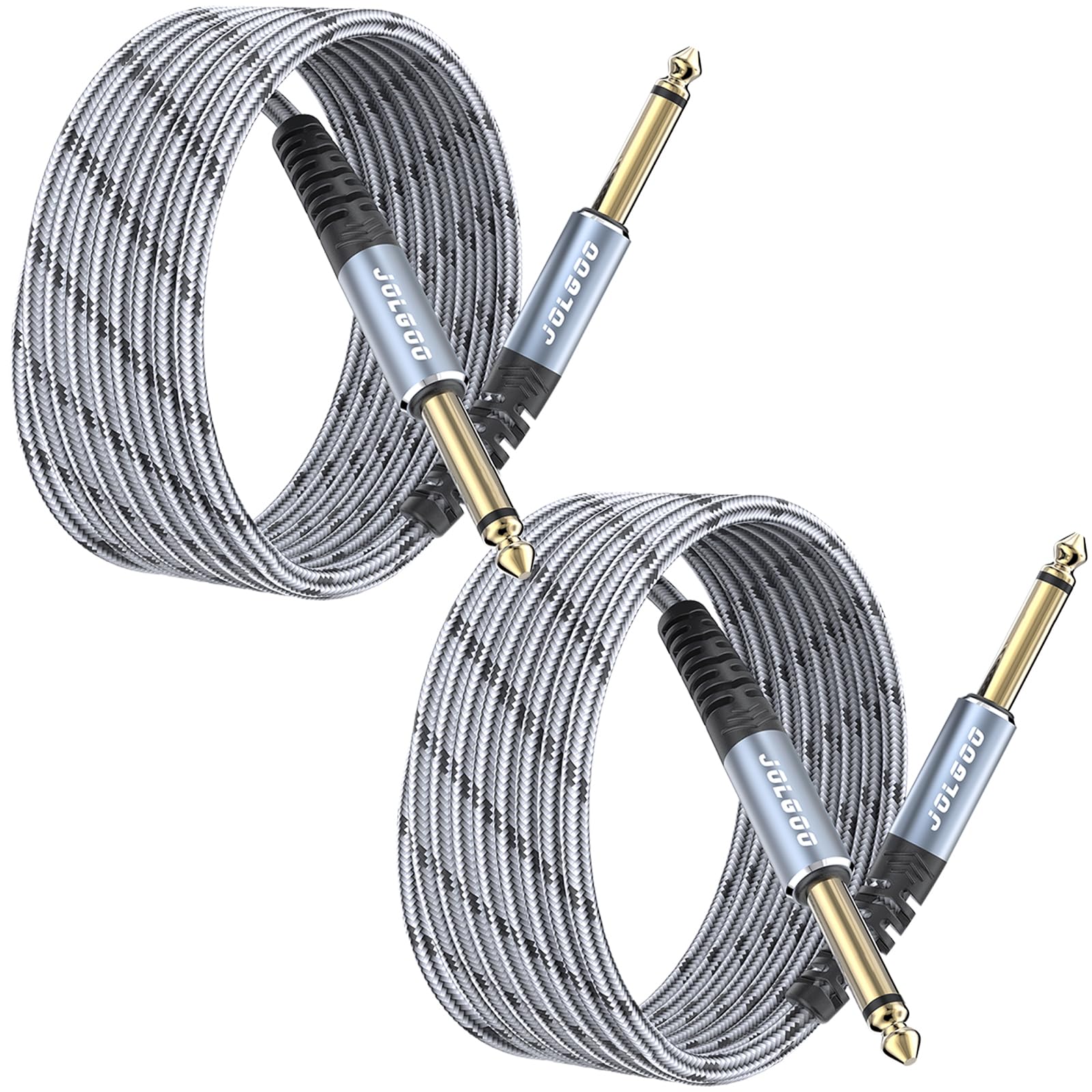 Jolgoo 1/4 Inch Guitar Instrument Cable 10 Ft 2 Pack, 1/4 Inch Ts Guitar Cable, Quarter Inch Cable, For Electric Guitar, Bass, K
