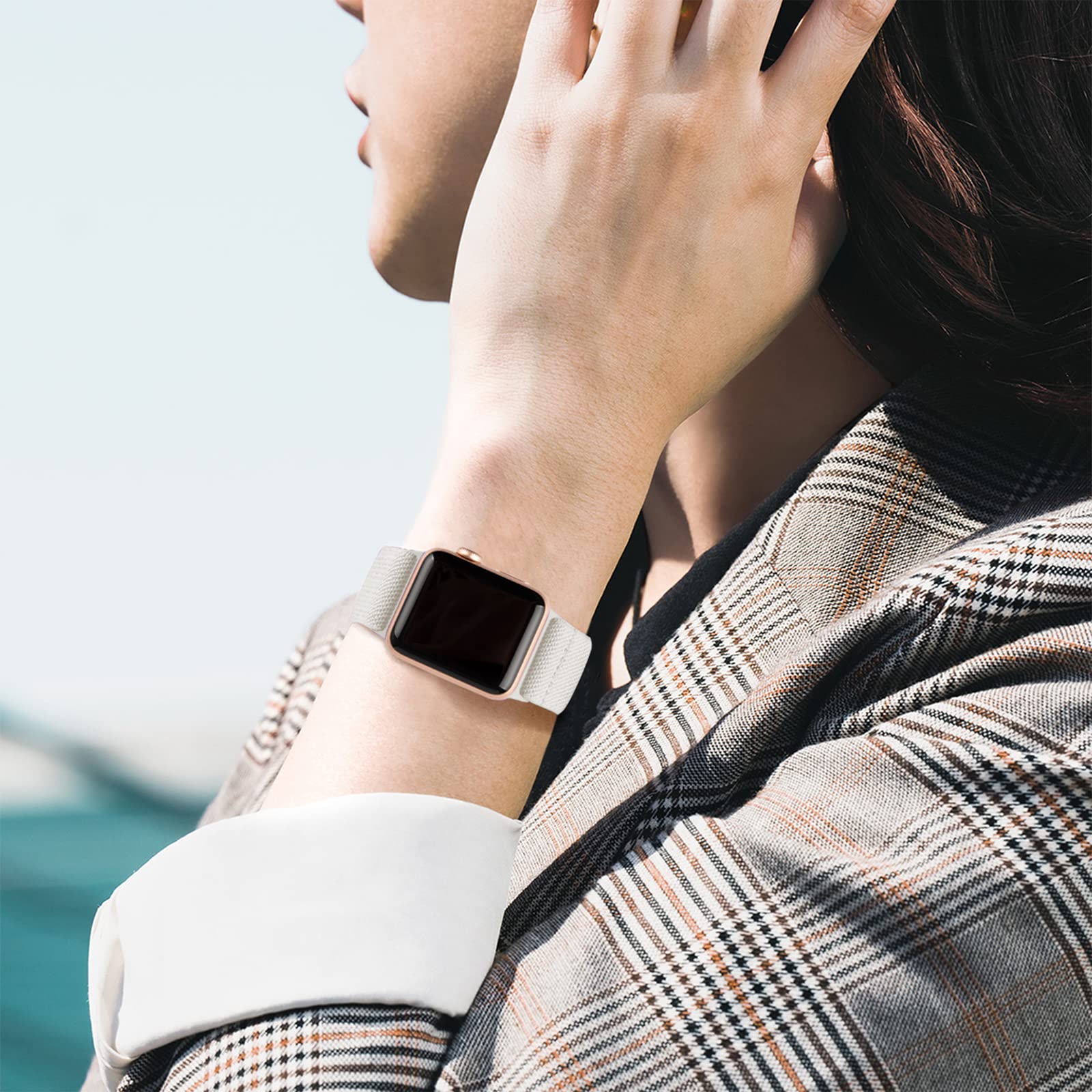 Miterv Stretchy Nylon Loop Bands Compatible With Apple Watch 38Mm 40Mm 41Mm 42Mm 44Mm 45Mm 49Mm Adjustable Soft Elastics Strap C