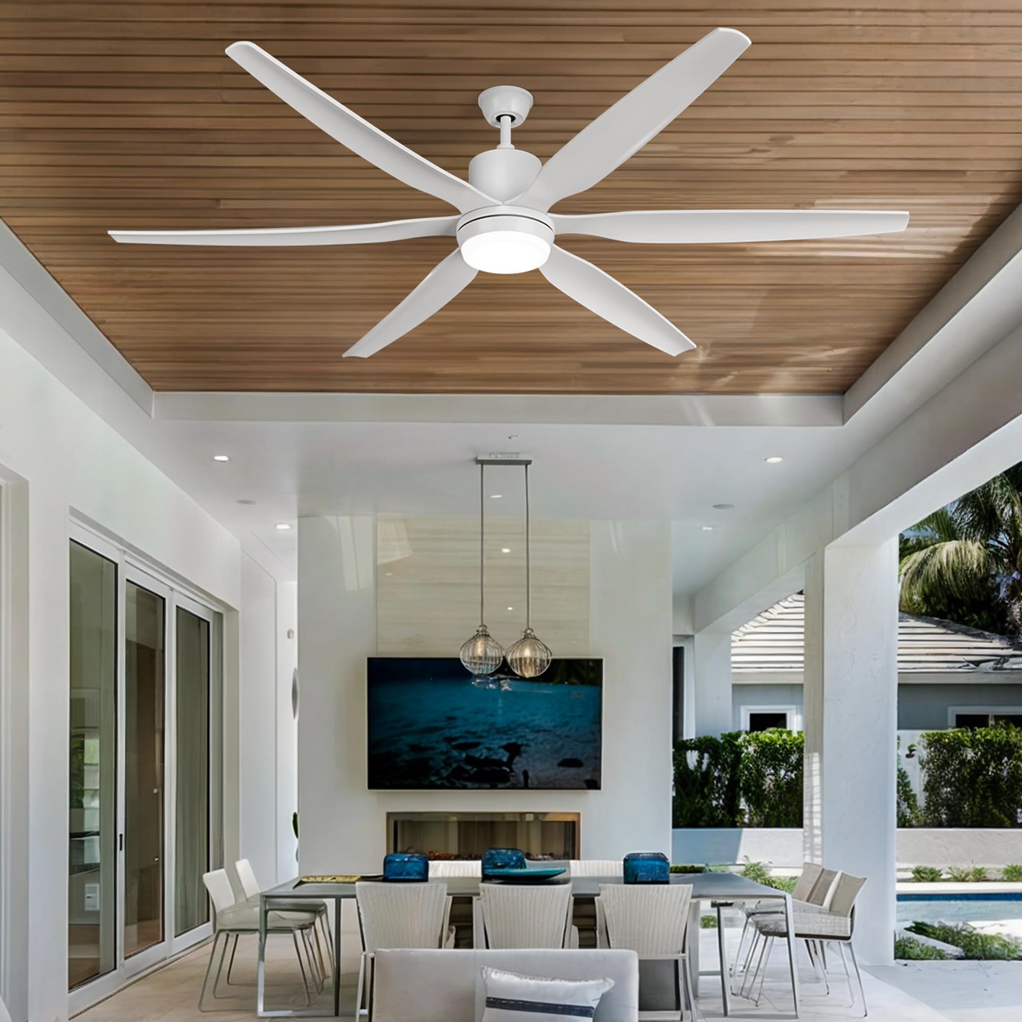 DWVO 66 inch Ceiling Fan with Lights, Smart Ceiling Fan with App & Remote Control, 3CCT Lighting, 6-Speed Reversible Quiet DC Mo