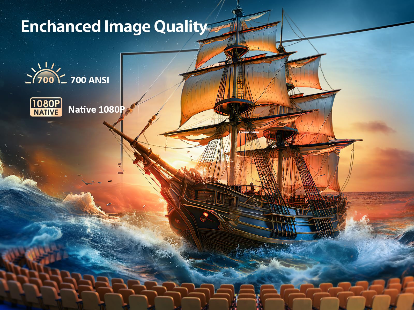 [Netflix Licensed/Dolby Audio] Yaber V12 Projector With Wifi6 And Bluetooth 5.2, 700 Ansi 1080P Outdoor Movie Projector, 20W Spe