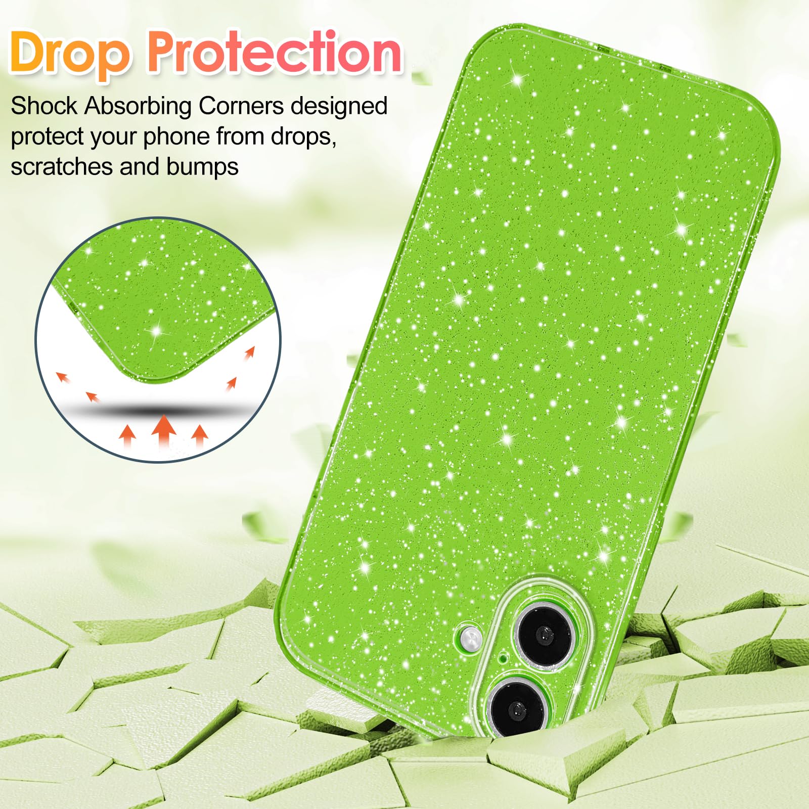 Hython Case For Iphone 16 Plus Case Glitter Cute Sparkly Shiny Bling Sparkle Phone Cases 6.7, Thin Slim Fit Soft Tpu Bumper Shoc