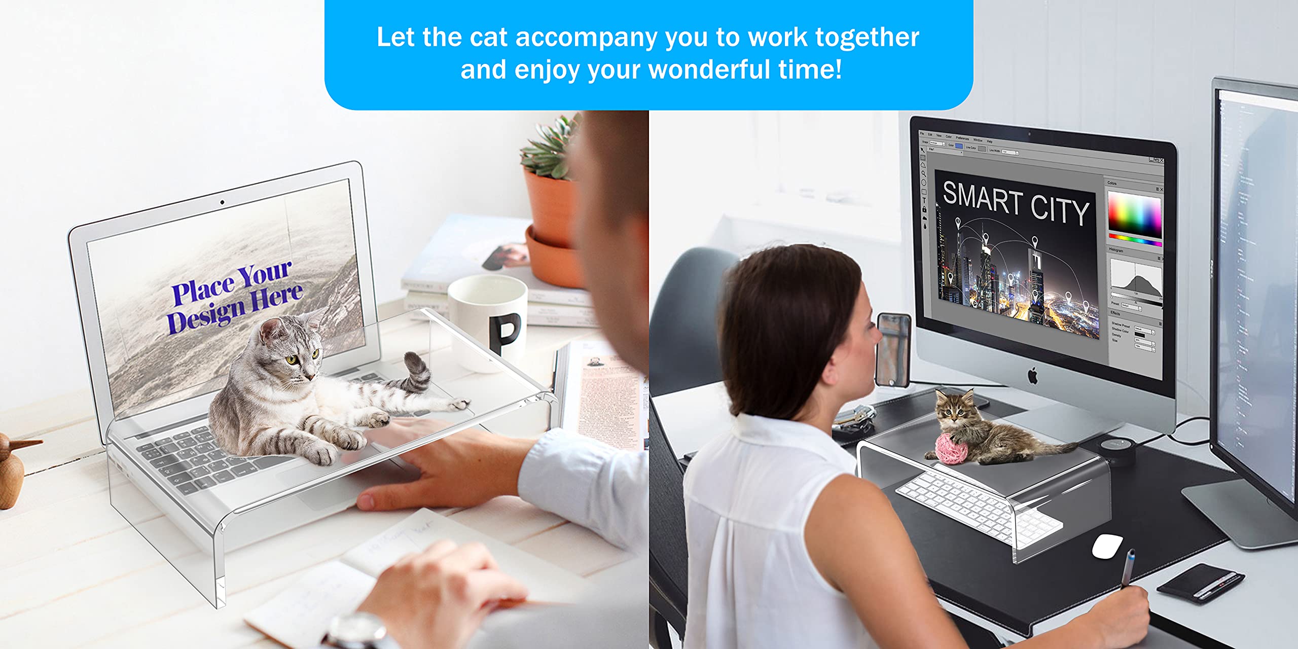 Beimu Acrylic Monitor Stand Riser Clear Laptop Stand For Desk Acrylic Monitor Riser For Desk Accessories Aesthetic Laptop Riser