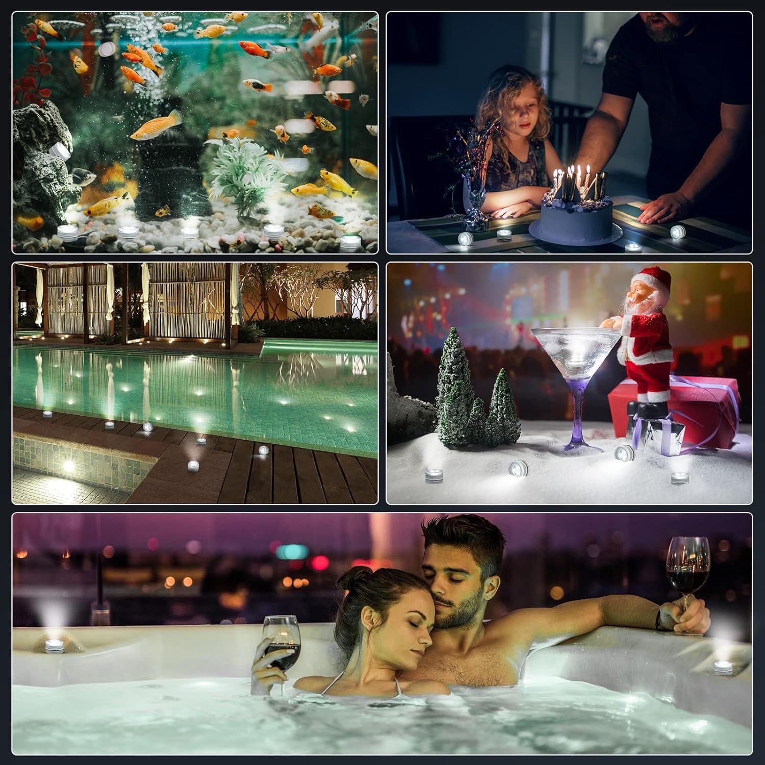 Aled Light Submersible Led Lights With Remote,6 Pcs Mini Rgbw Pool Light,Waterproof Pond Tea Light,Underwater Lights,Suitable Fo