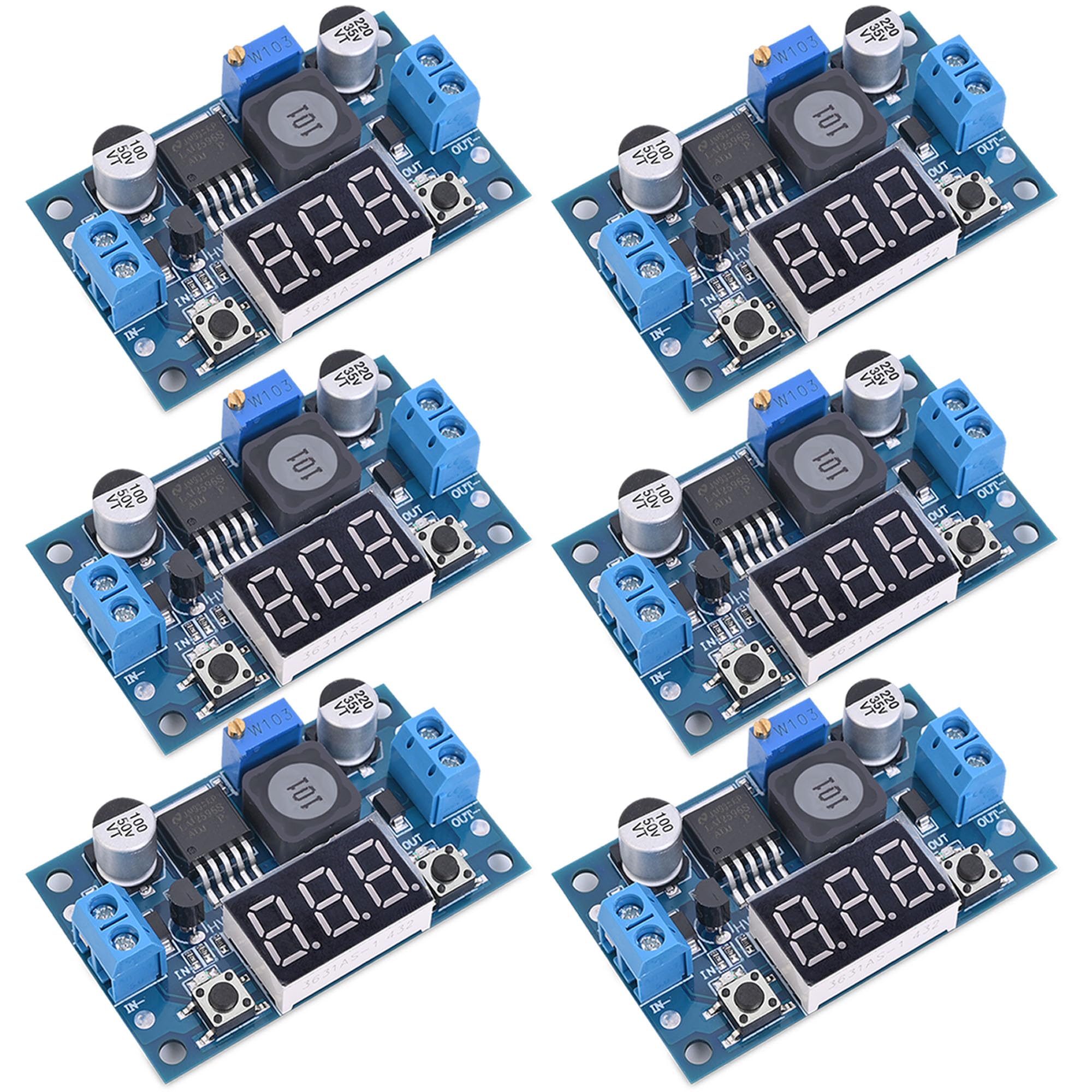 Seloky Lm2596 Adjustable Dc Dc Step Down Buck Converter Module With Led Voltmeter Display, Voltage Regulator 4.0 40V Input To 1.
