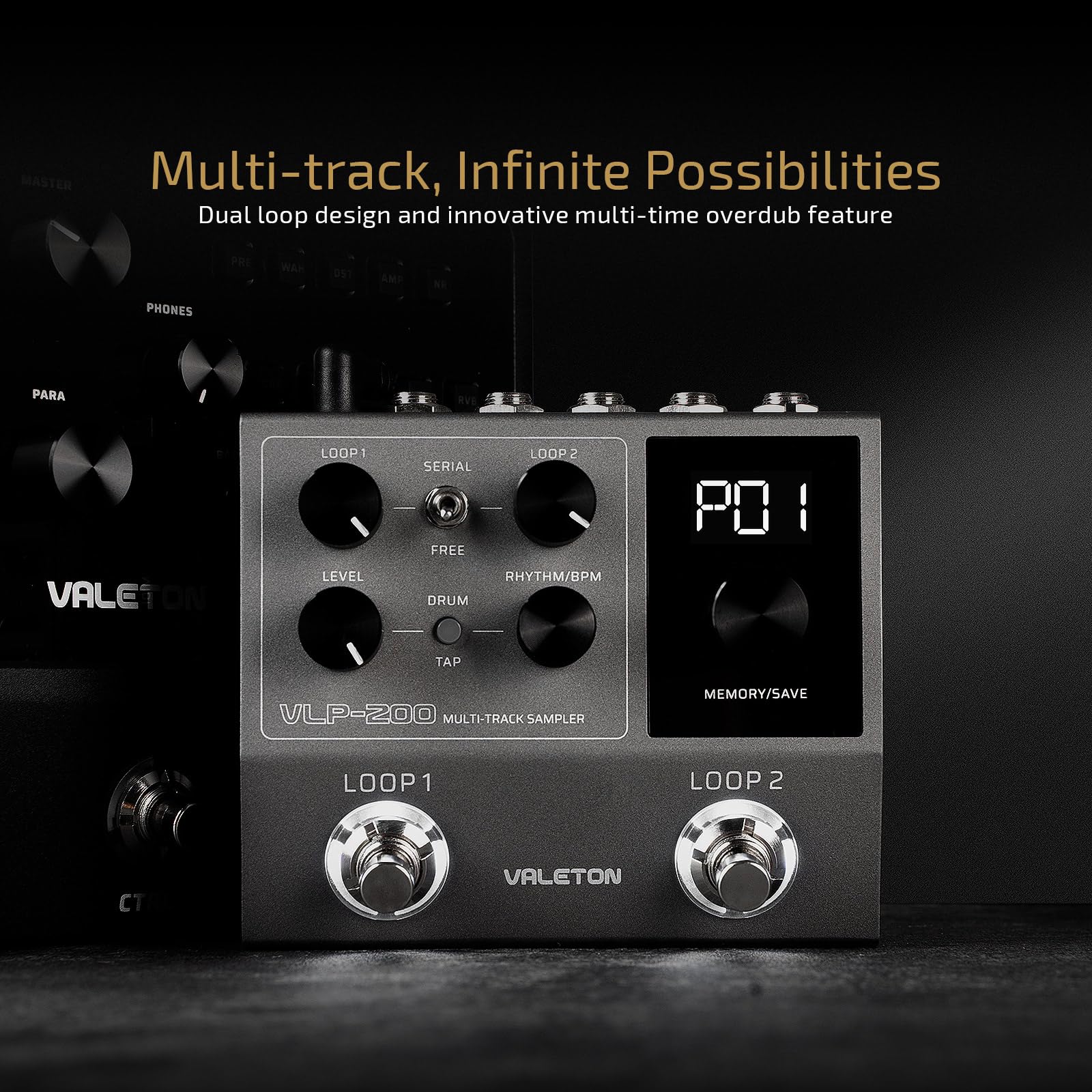 Valeton Looper Pedal Dual Track Stereo Looper For Guitar, Bass, Keyboard, Vocals Drum Machine 99 Project Storage Spaces Software