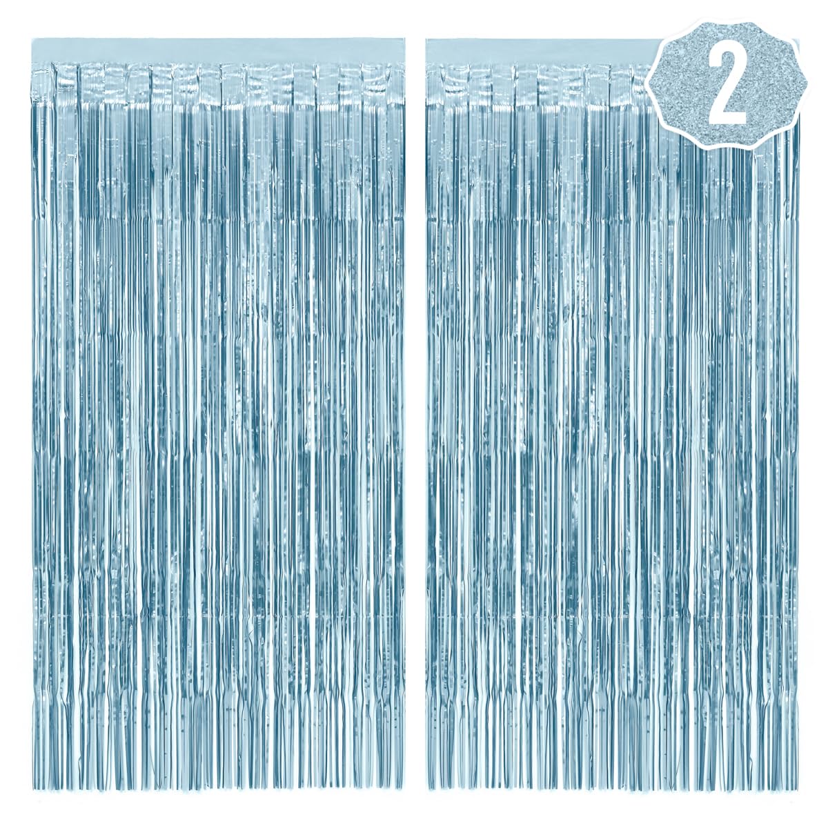 Xo, Fetti Party Decorations Matte Blue Fringe Foil Curtain   Set Of 2 | Bachelorette Bridal Shower Backdrop, Wedding, Birthday P
