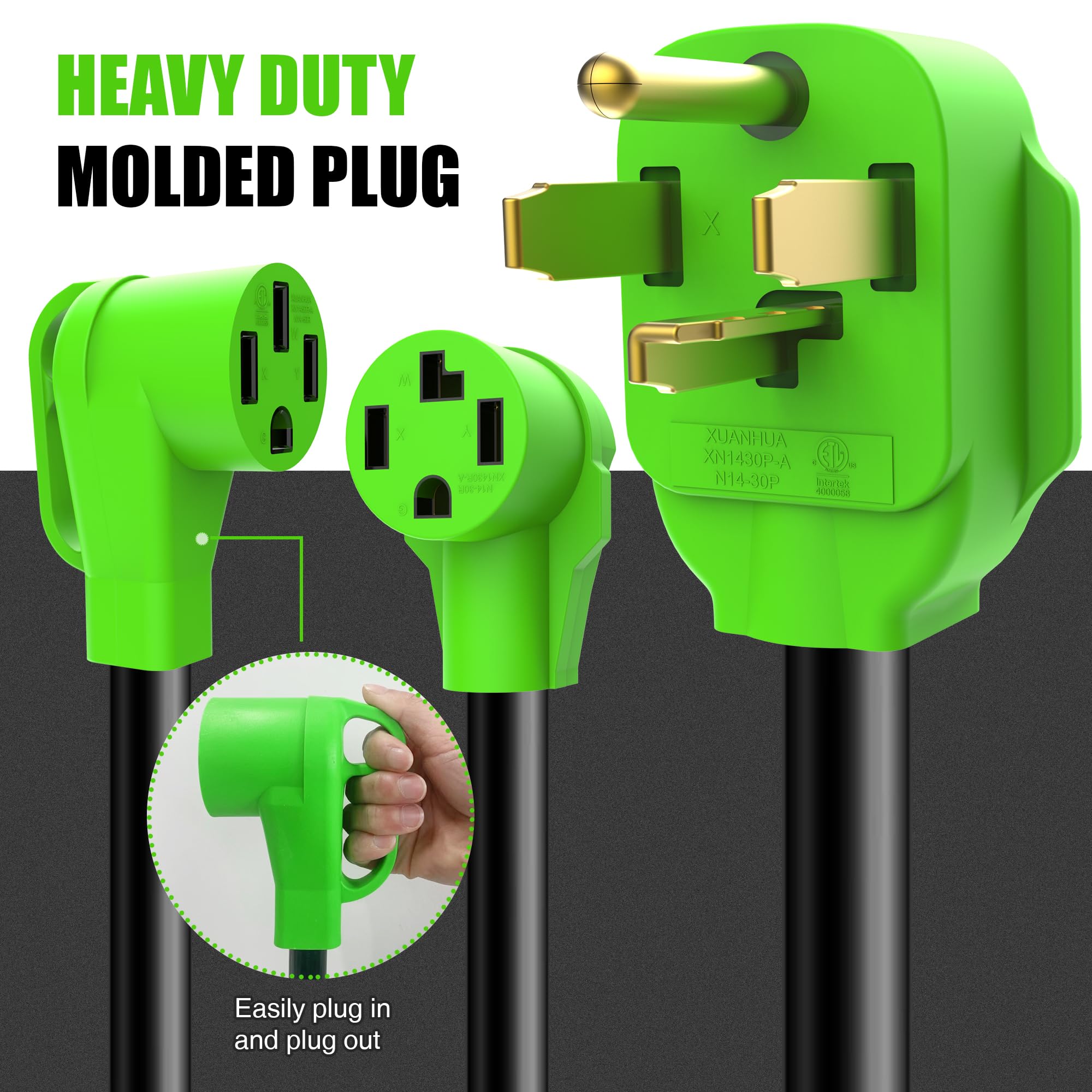 Evmaster Nema 14 30P To 14 30R/14 50R Dryer Y Adapter Splitter,4 Prong Dryer Outlet Plug Adapter Cord,250 Volt,10 Awg Stw,30 Amp