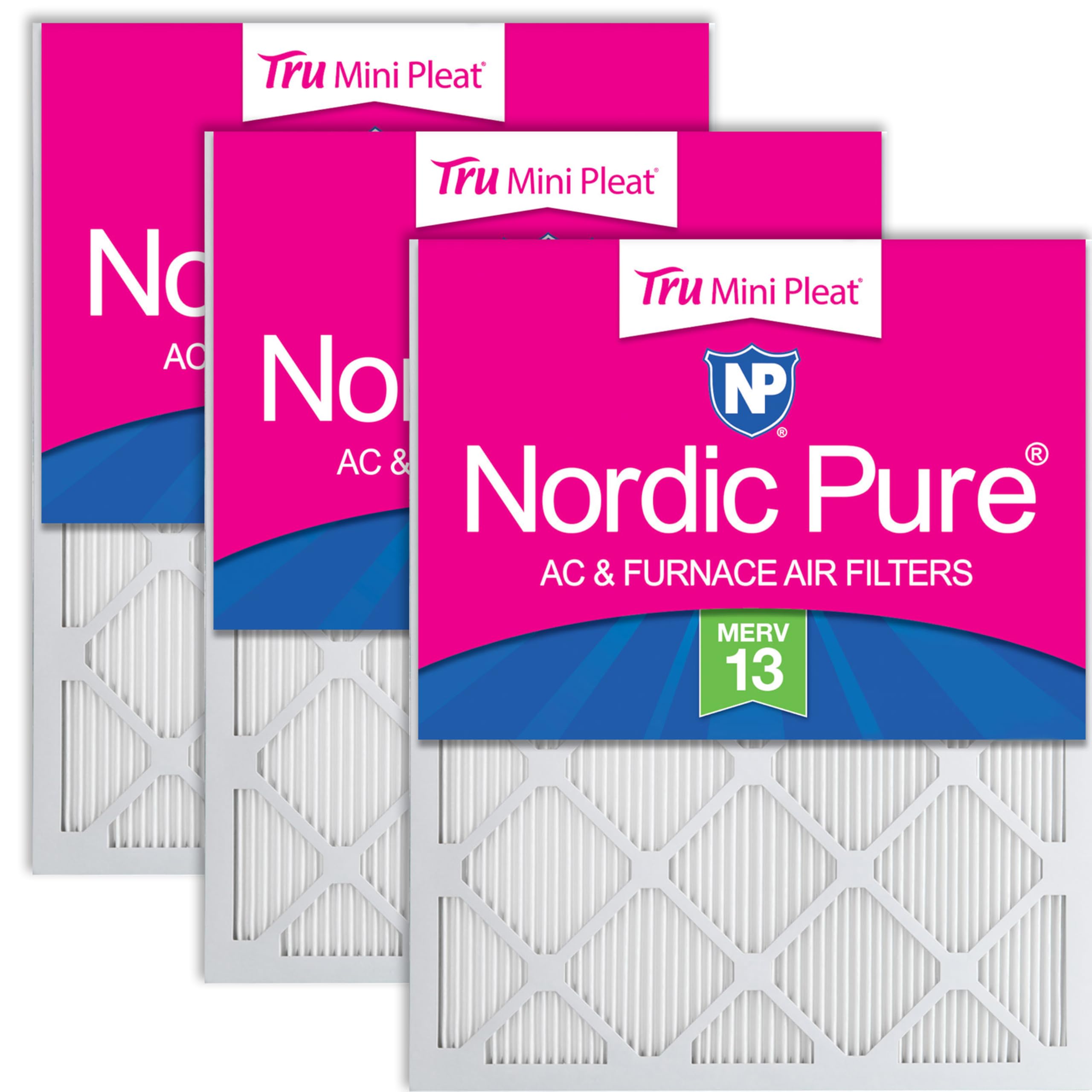 Nordic Pure 24x30x1 (Actual Size: 23 1/2 x 29 1/2 x 3/4) Tru Mini Pleat MERV 13 AC Furnace Air Filters - 2.5X More Media for Lon