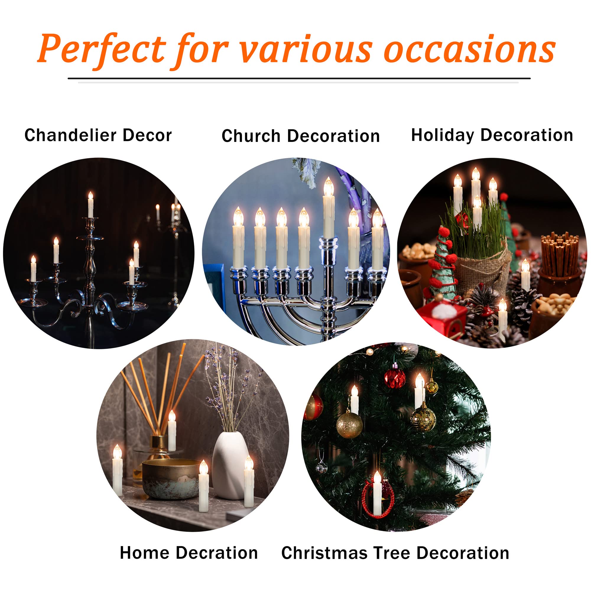 Gedengni Led Taper Candle Timer Candlestciks, 10Pcs Mini Battery Powered Chandelier Remote Led Candles Sticks 4Inches Flameless