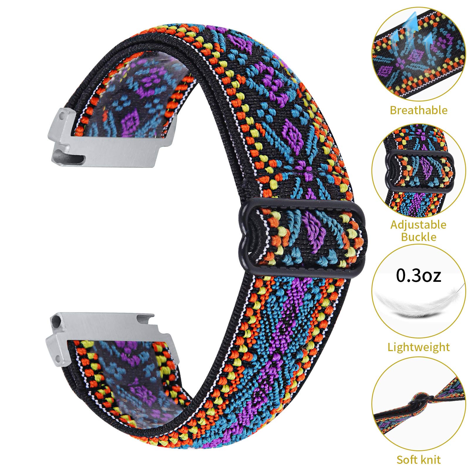 Chofit Elastic Nylon Loop Compatible With Spade & Co Health Smartwatch 3 Bands,Soft Stretchy Adjustable Watch Strap Replacement