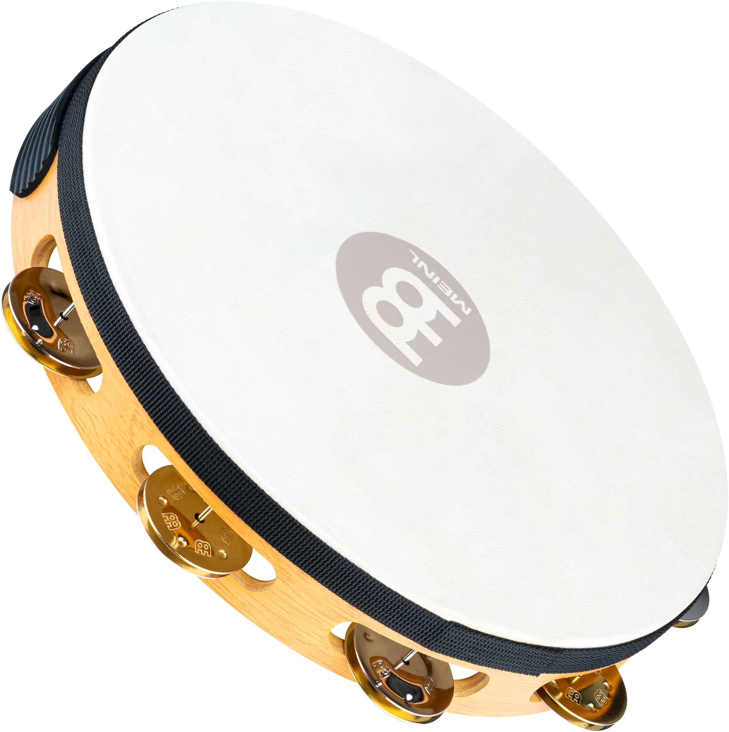 Meinl Percussion TAH1MSNT Traditional 10Inch Wood Tambourine with Goat Skin Head and Dual Alloy Jingles, 1 Row