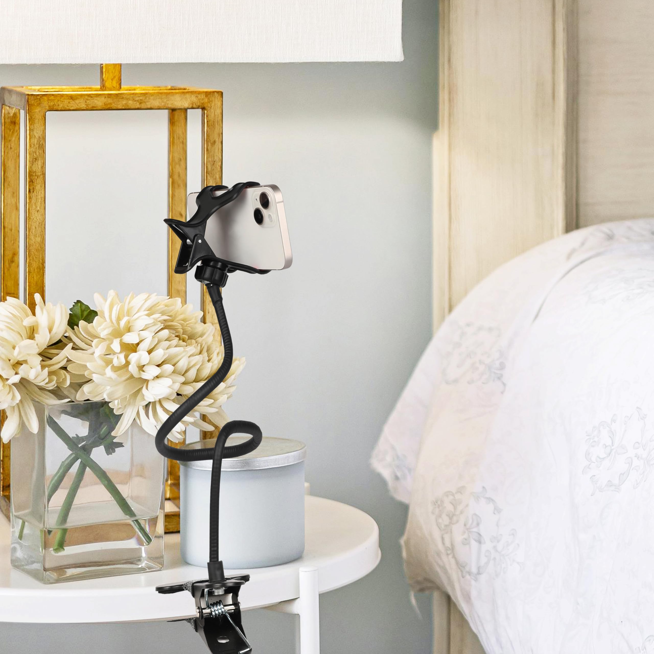 Ltheifaa Cell Phone Holder Gooseneck Mount, Universal Lazy Bracket Flexible Long Arm Clamp Clip Phone Stand For Bed,360 Adjustab