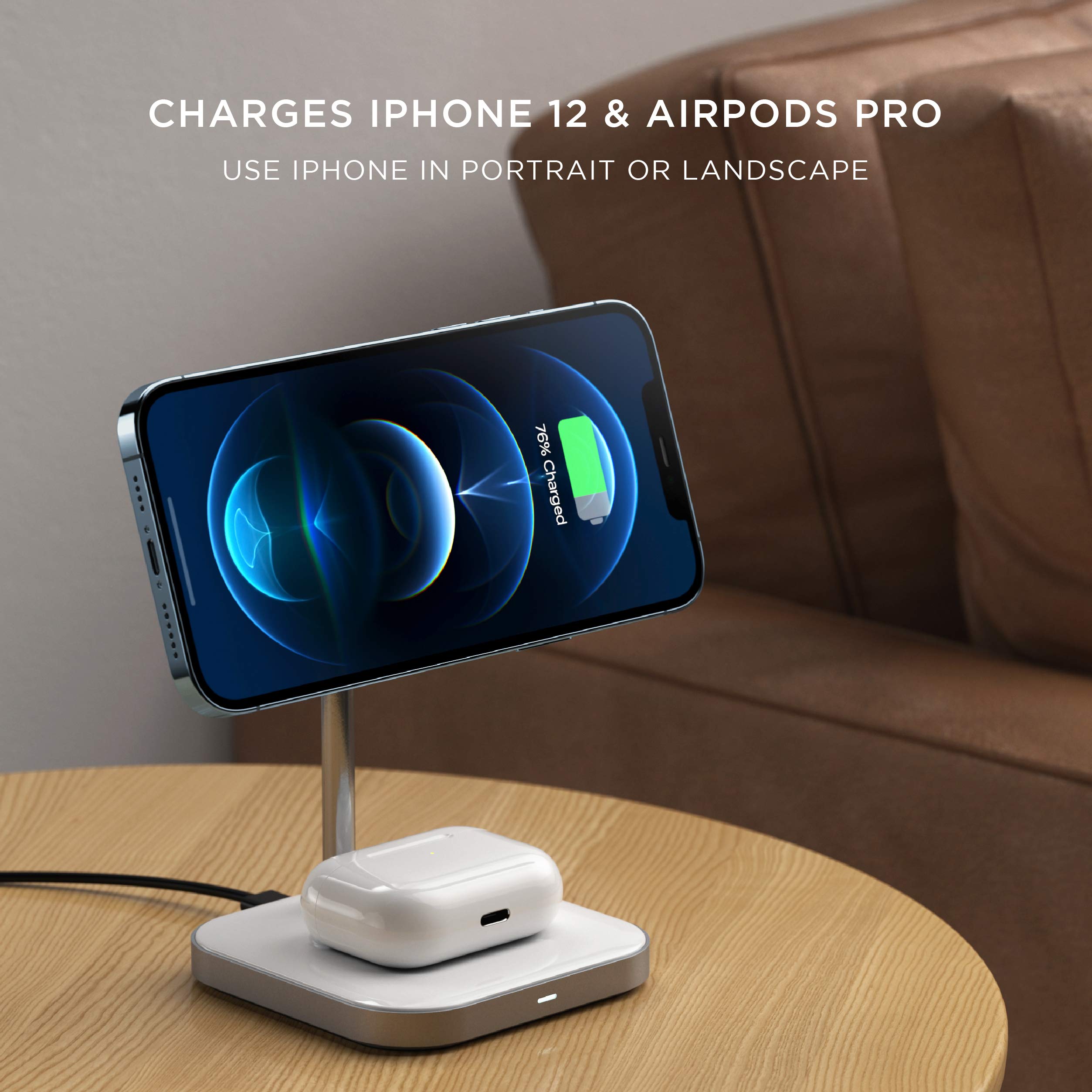 Satechi Aluminum 2 In 1 Magnetic Wireless Charging Stand   Compatible With Iphone 15 Pro Max/15 Pro/15/15 Plus, Iphone 14 Pro/14