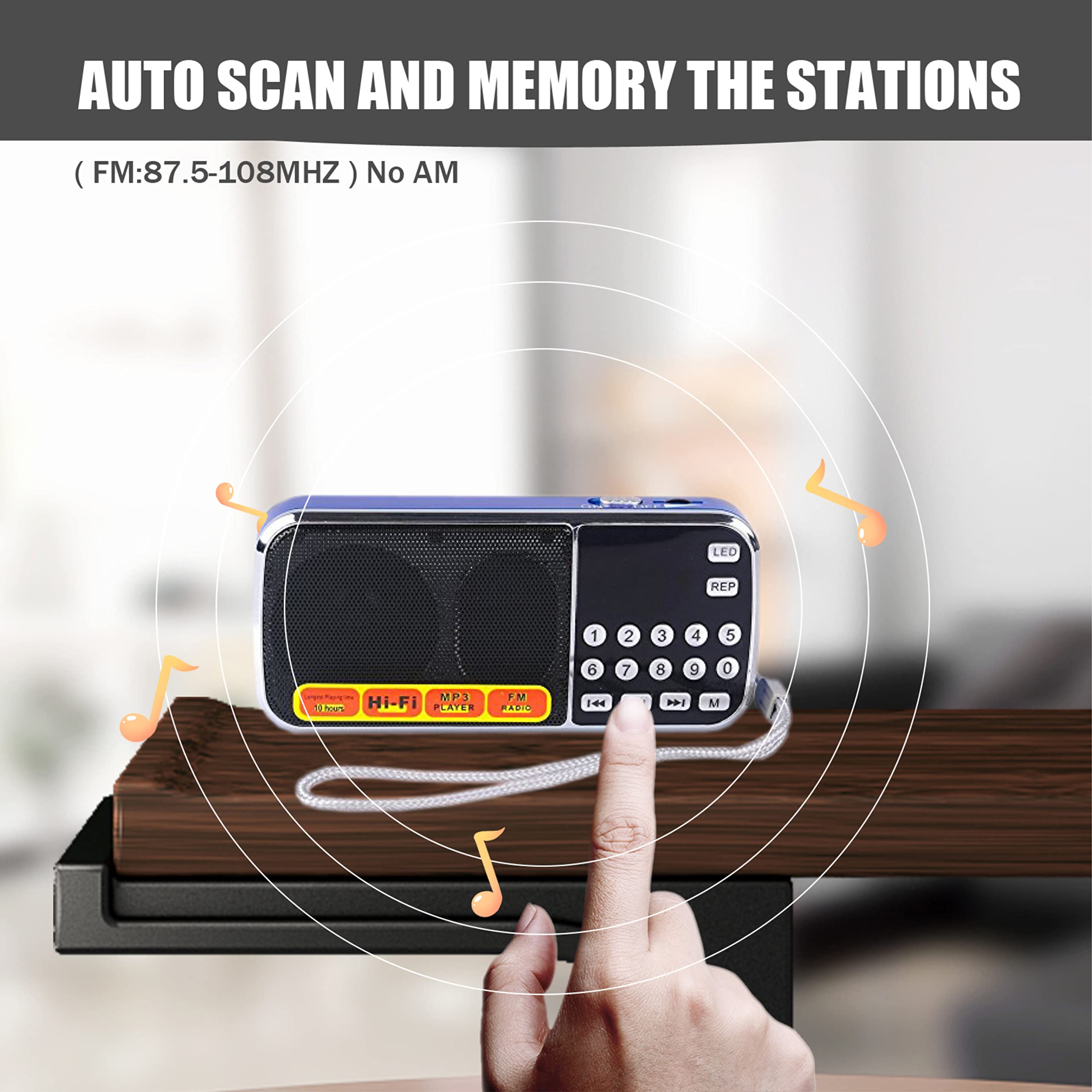 Leting Radios Portable Fm With Mp3 Speaker, Portable Radio Support Tf Card/Usb,Rechargeable Battery Powered Fm Radio,Mini Radio