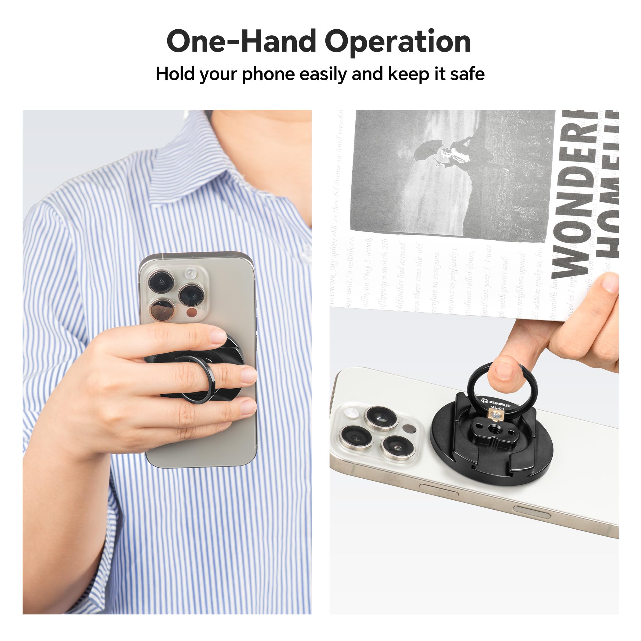 Fanaue Magnetic Phone Ring Holder, Cell Phone Finger Ring Grip Stand For Magsafe, Kickstand Smartphone Tripod Mount Adapter With